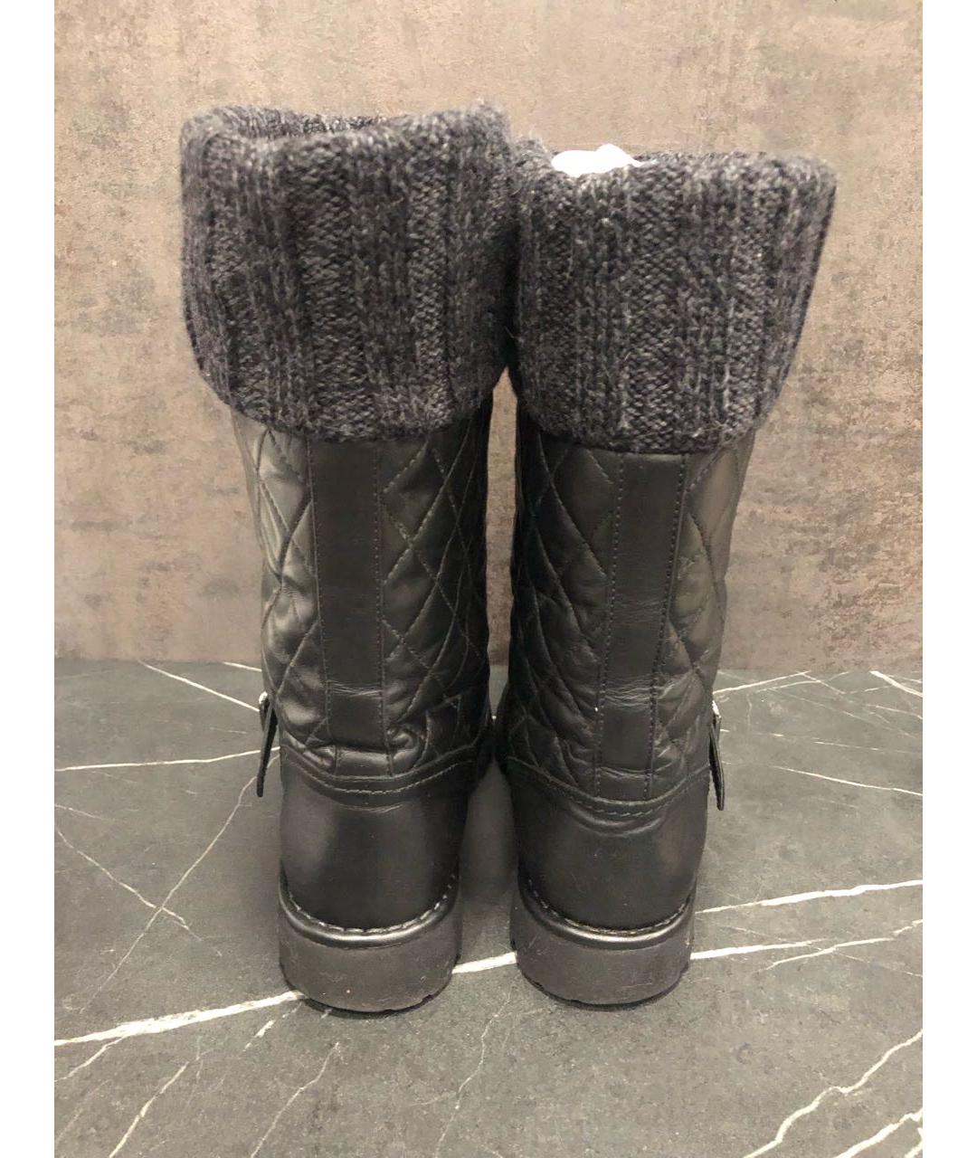 CHANEL Черные кожаные сапоги, фото 2