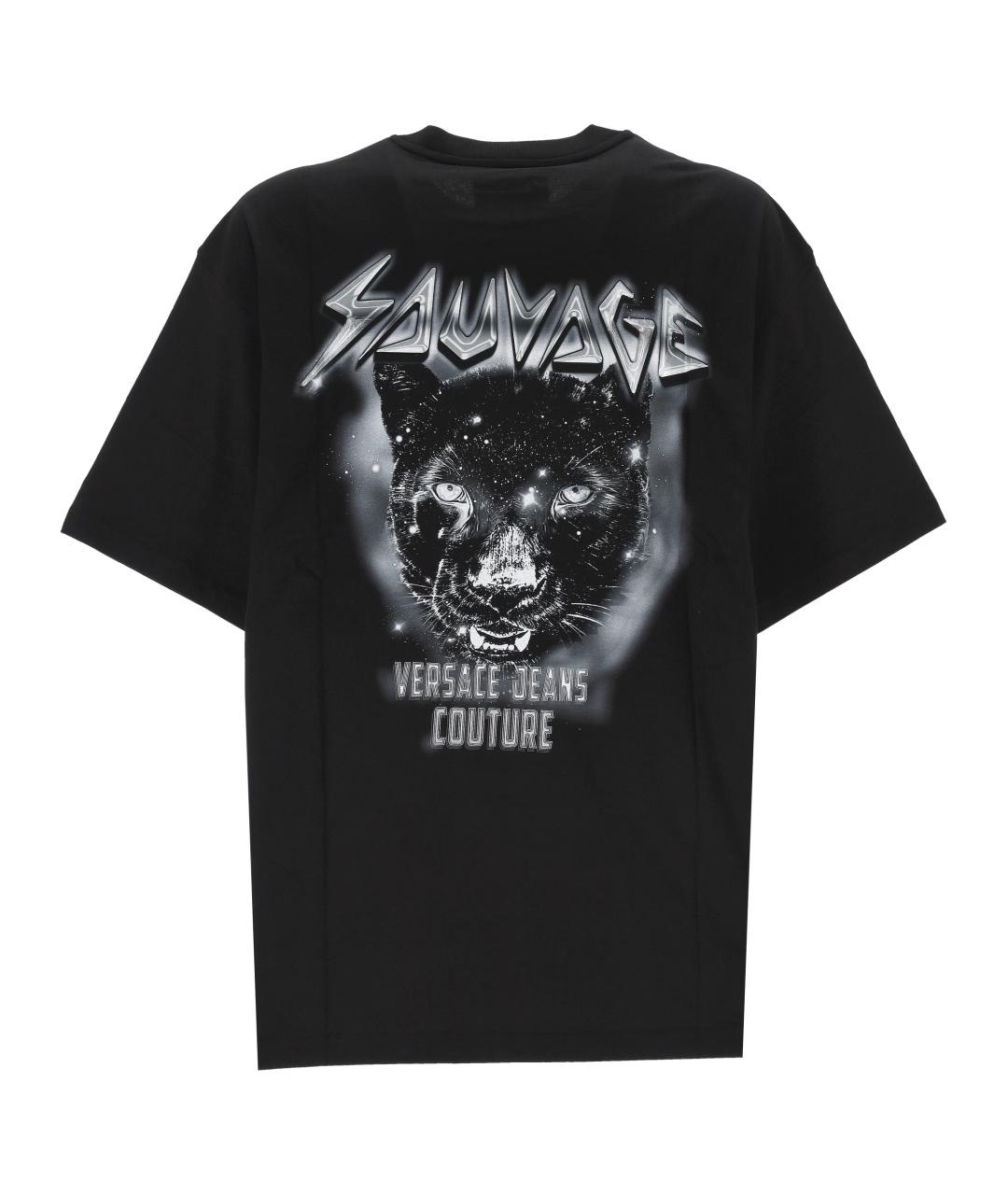 VERSACE JEANS COUTURE Черная хлопковая футболка, фото 3