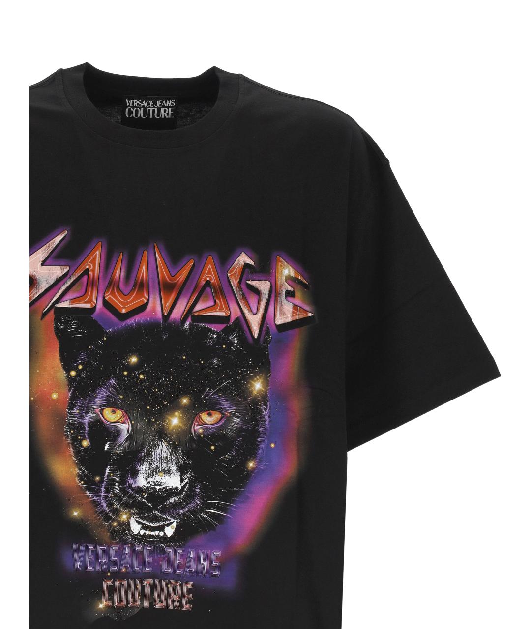 VERSACE JEANS COUTURE Черная хлопковая футболка, фото 2