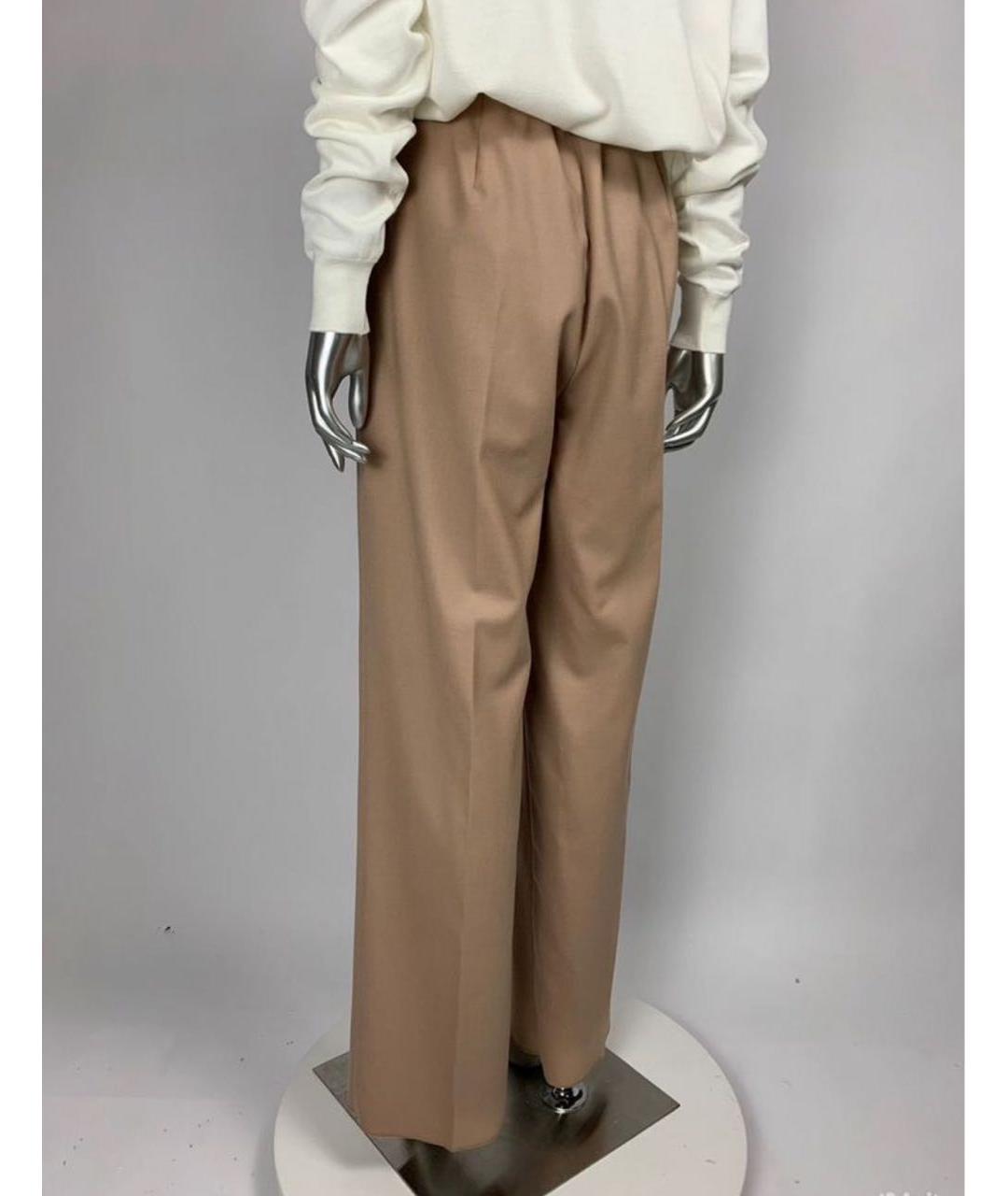 MAX MARA Бежевые шерстяные прямые брюки, фото 2