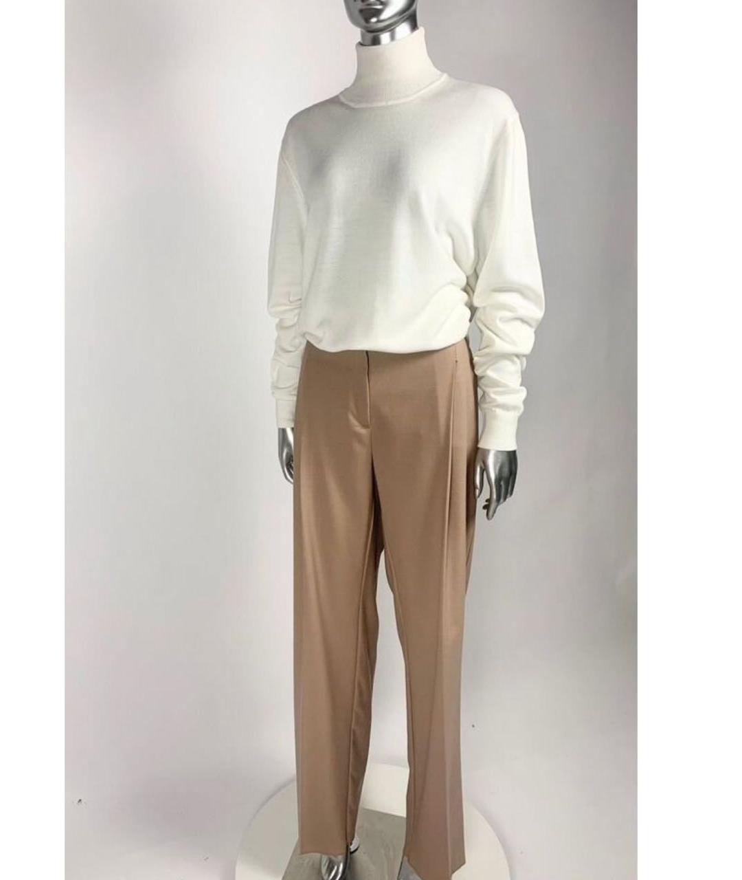 MAX MARA Бежевые шерстяные прямые брюки, фото 5