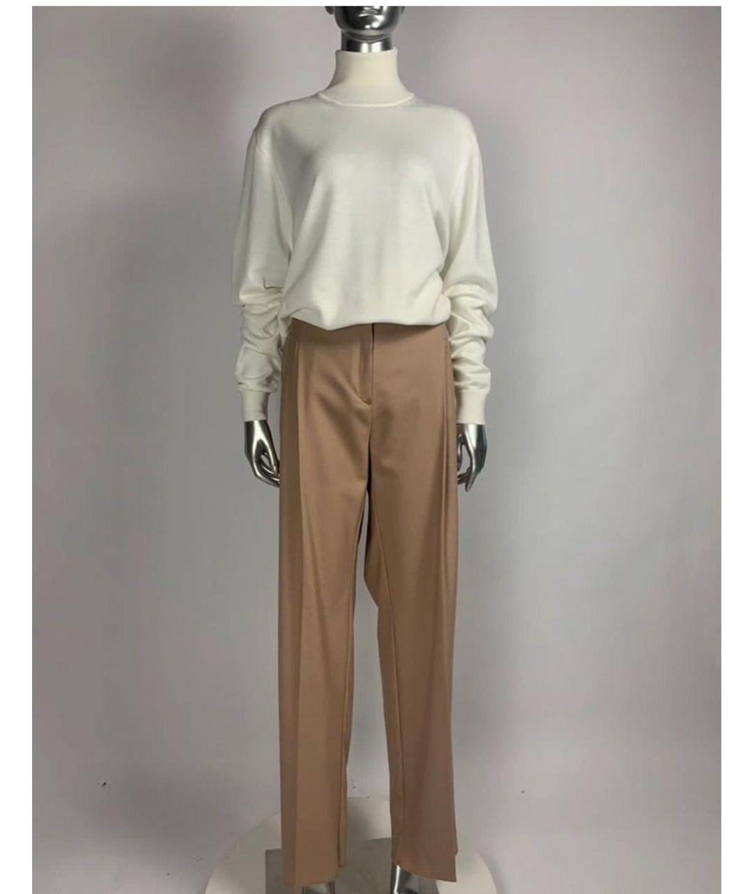 MAX MARA Бежевые шерстяные прямые брюки, фото 6