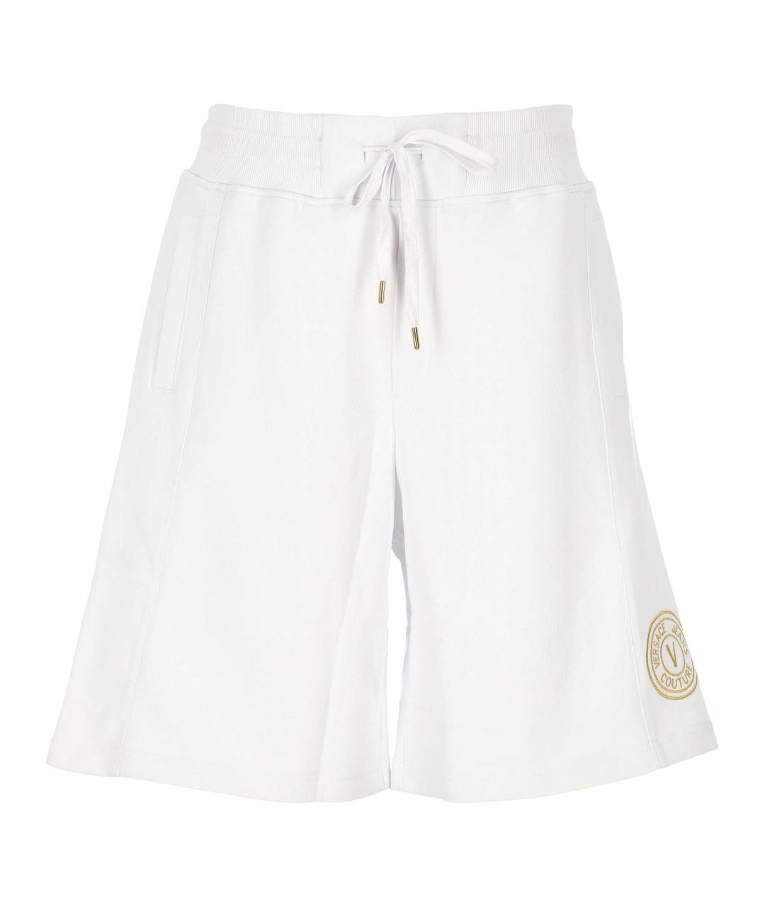 VERSACE JEANS COUTURE Белые хлопко-эластановые шорты, фото 1