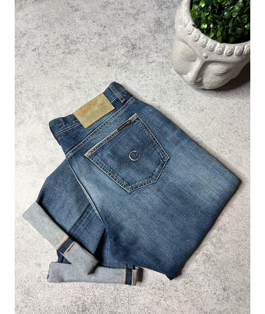 CORNELIANI Темно-синие хлопко-эластановые прямые джинсы, фото 3