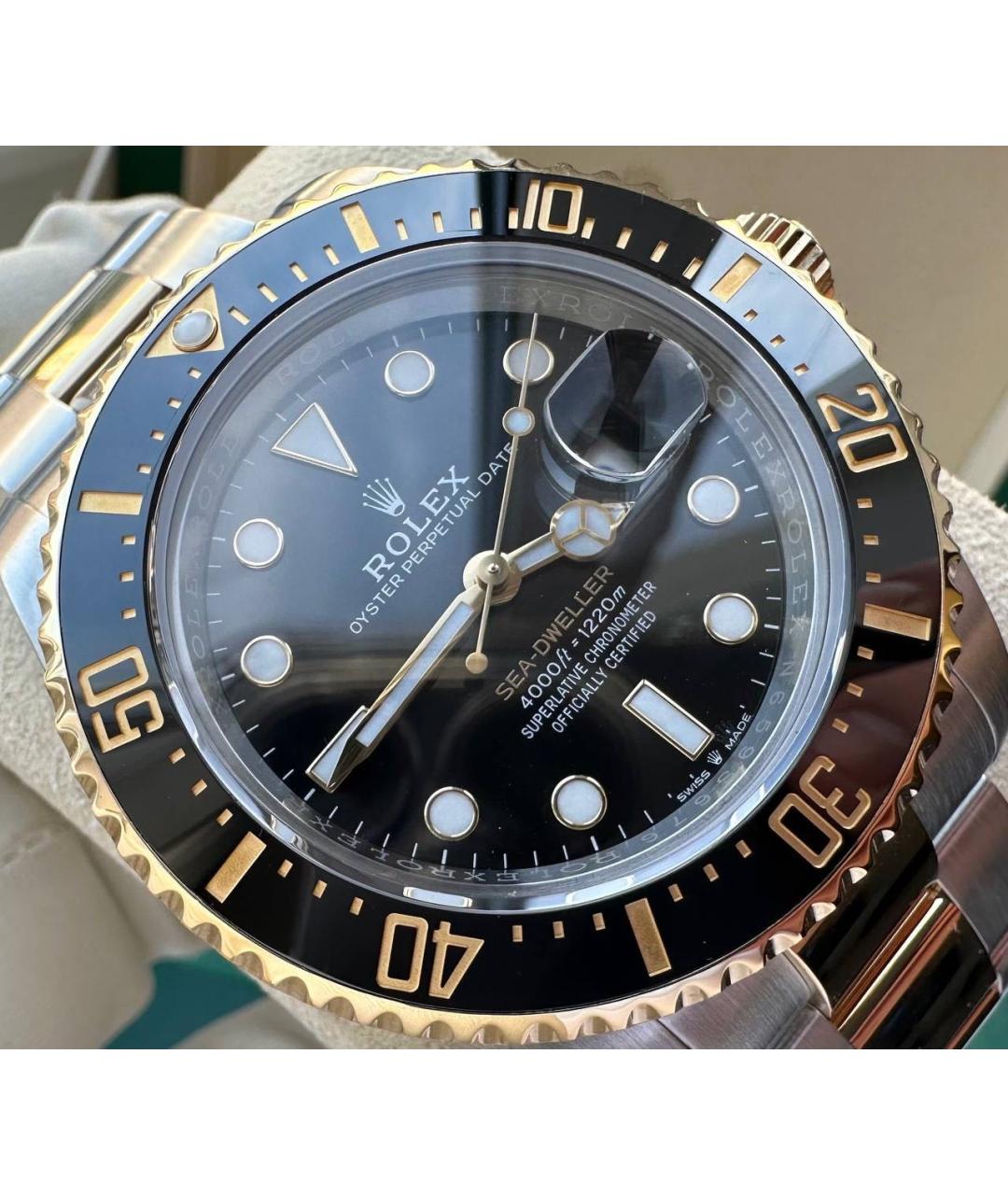 ROLEX Черные часы из желтого золота, фото 5