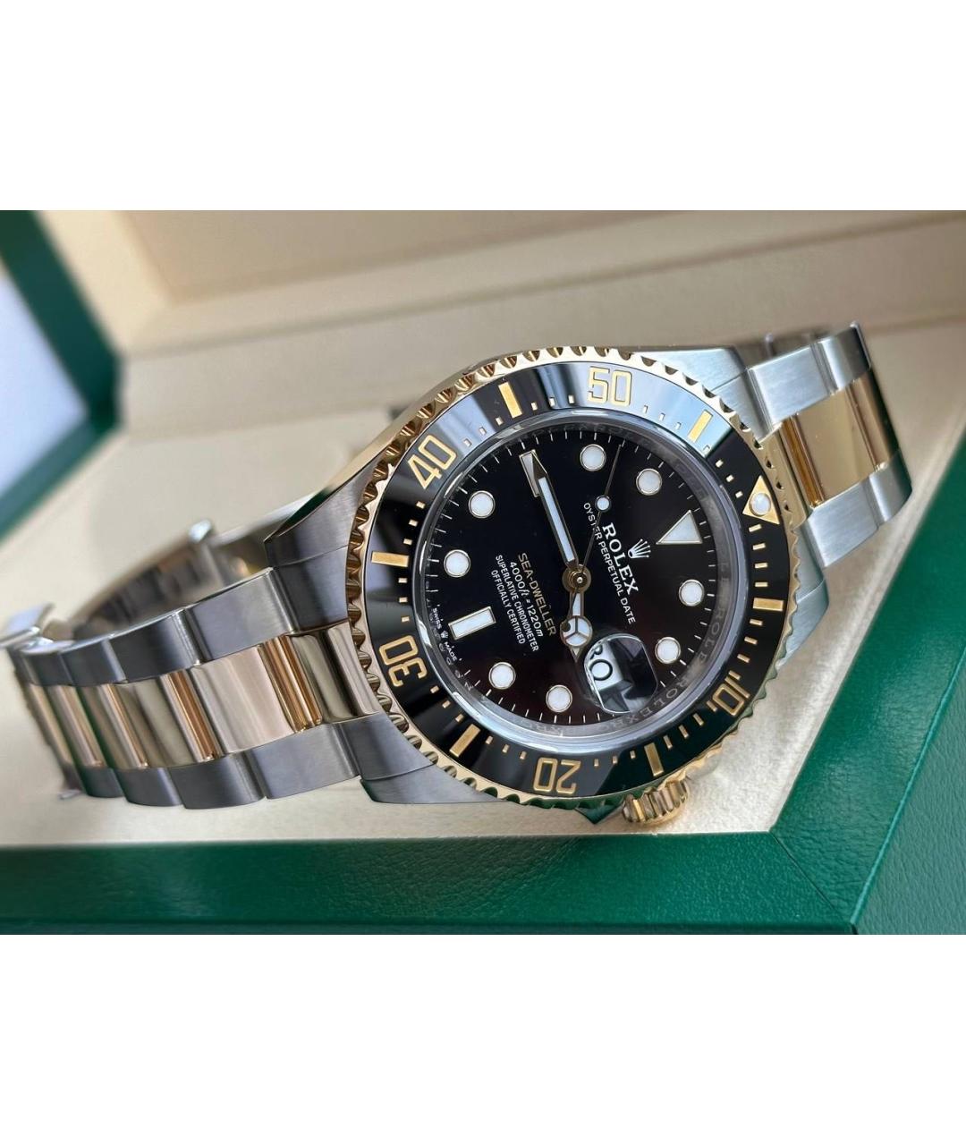 ROLEX Черные часы из желтого золота, фото 4