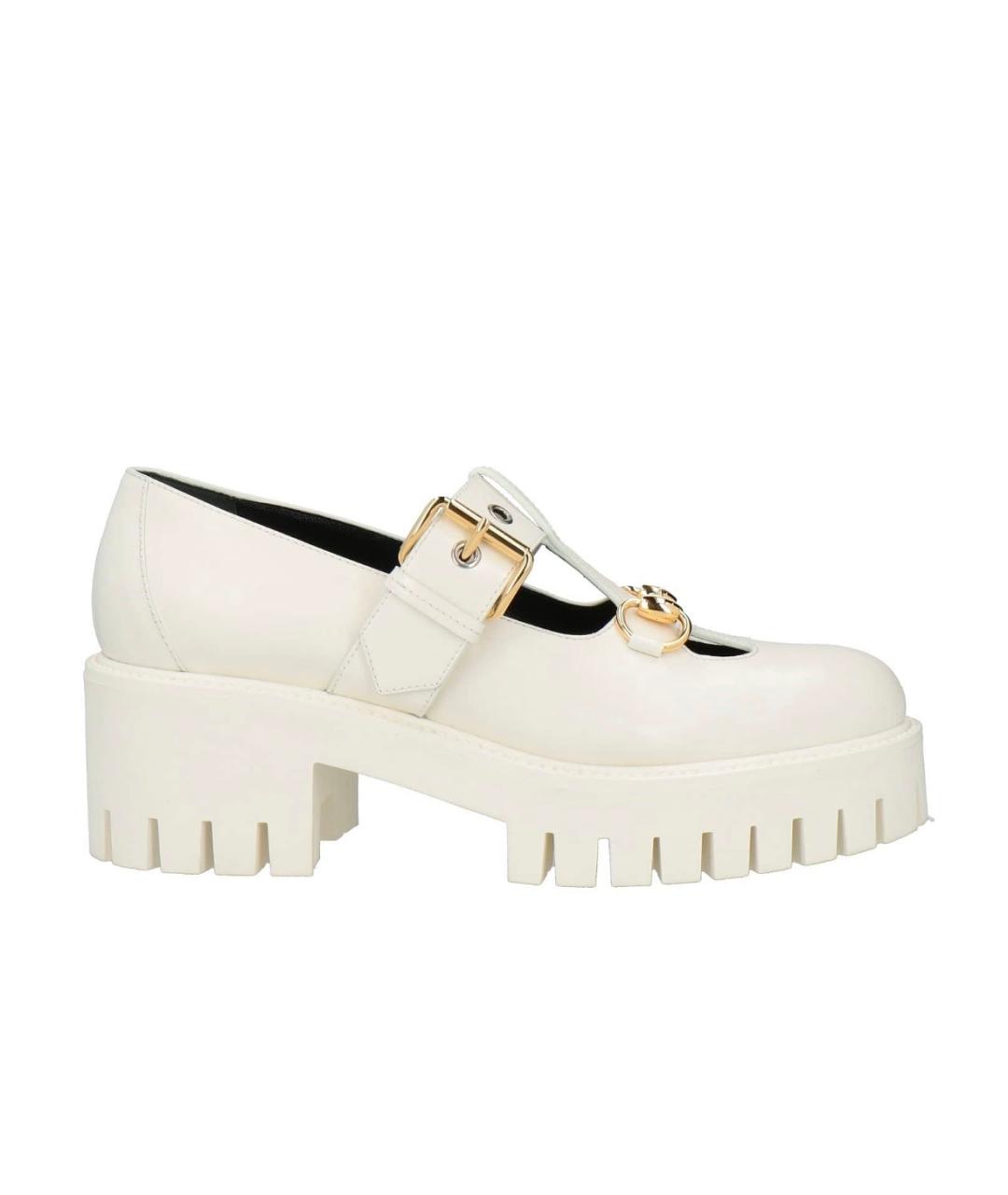 GUCCI Белые кожаные туфли, фото 1