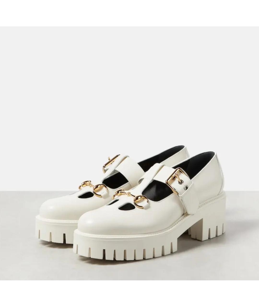 GUCCI Белые кожаные туфли, фото 3