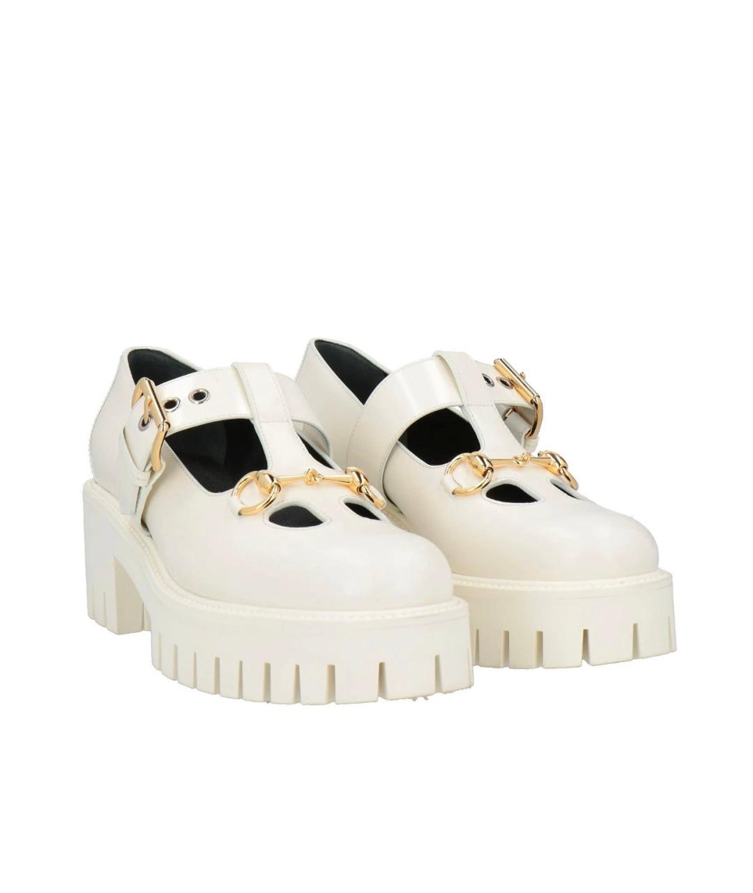 GUCCI Белые кожаные туфли, фото 8