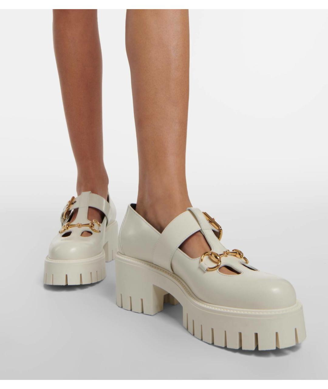 GUCCI Белые кожаные туфли, фото 6