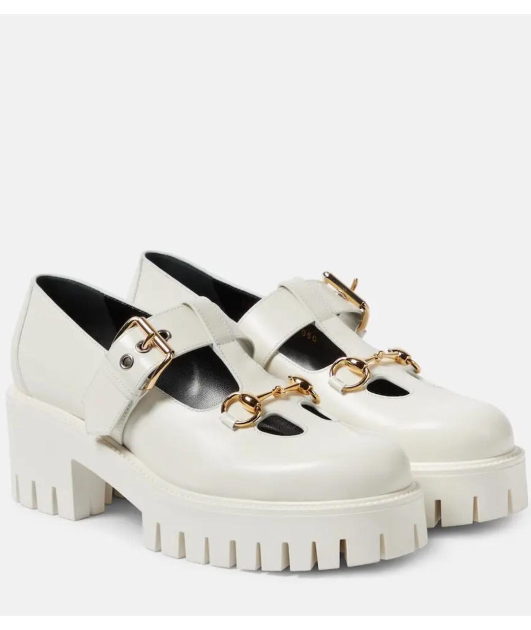 GUCCI Белые кожаные туфли, фото 2