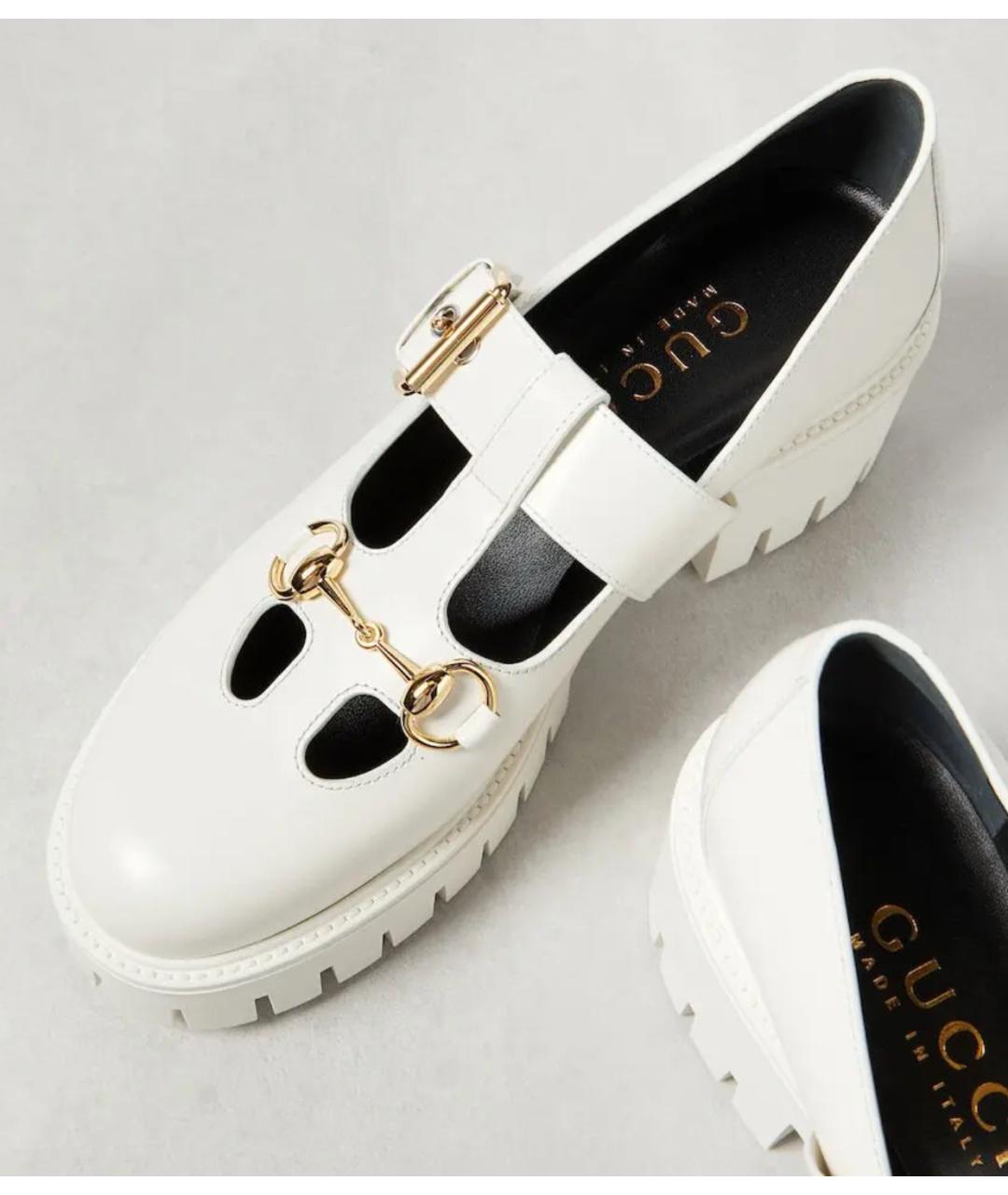 GUCCI Белые кожаные туфли, фото 4