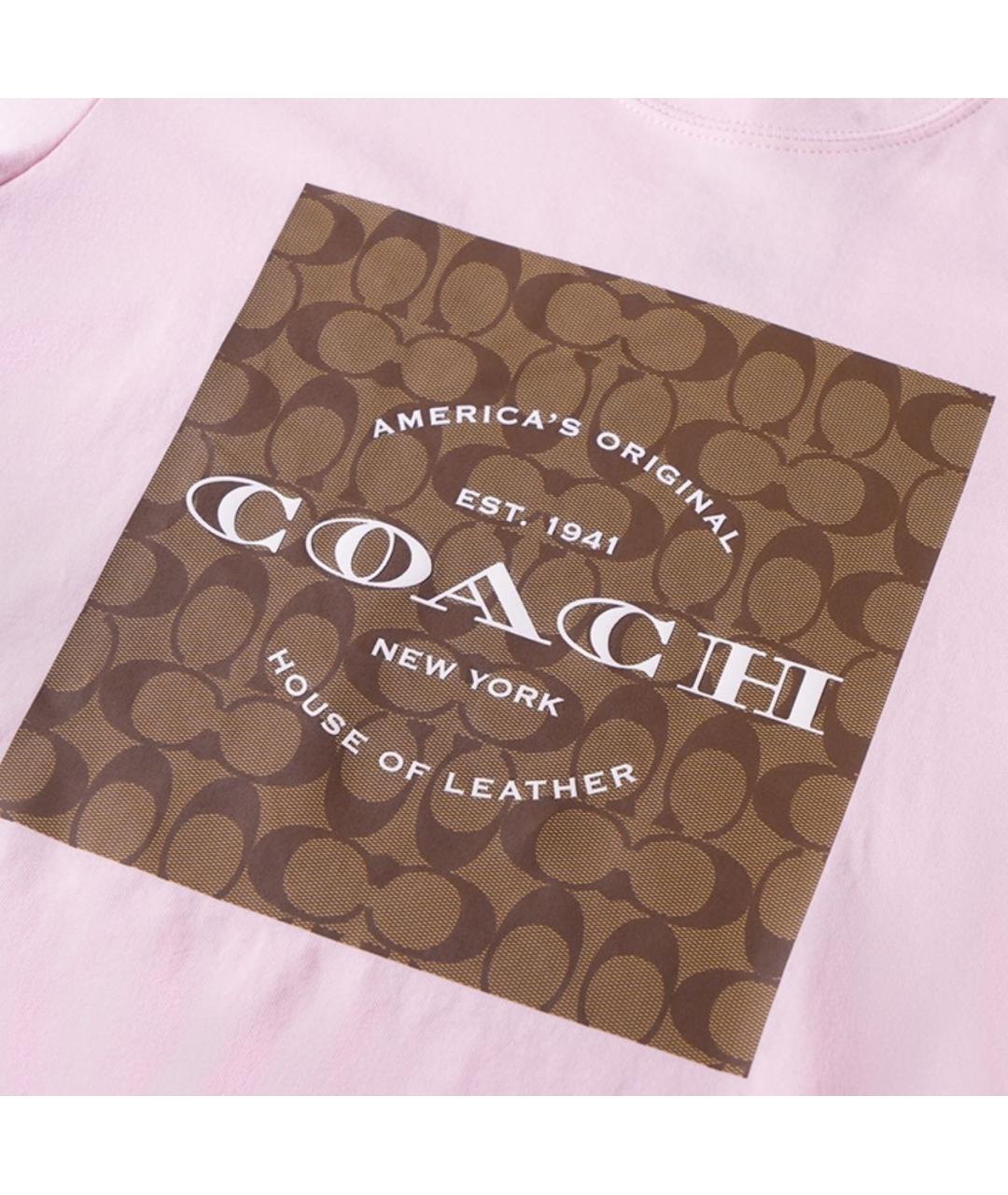 COACH Розовая хлопковая футболка, фото 4
