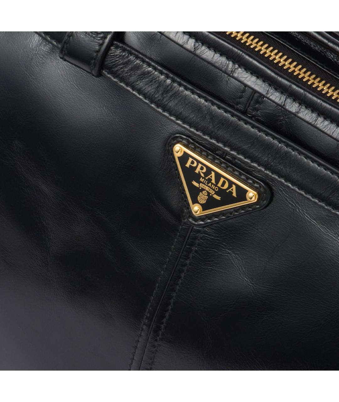 PRADA Черная кожаная сумка с короткими ручками, фото 6