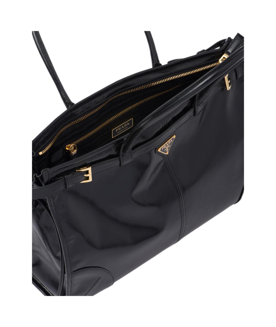 PRADA Черная кожаная сумка с короткими ручками, фото 4