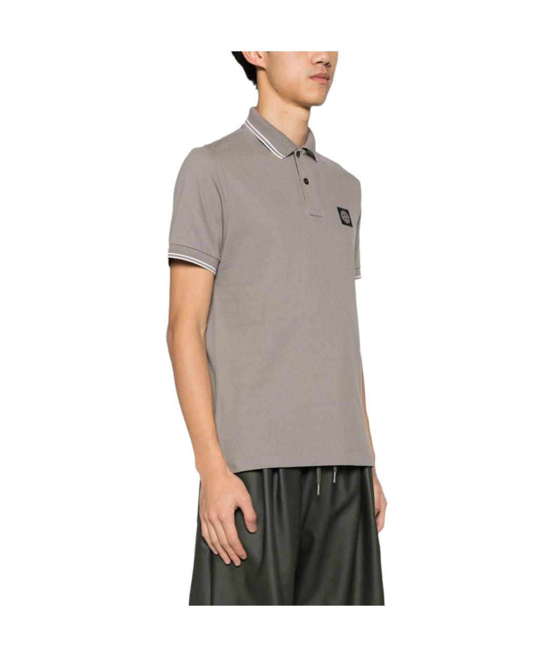 STONE ISLAND Коричневое хлопковое поло с коротким рукавом, фото 4