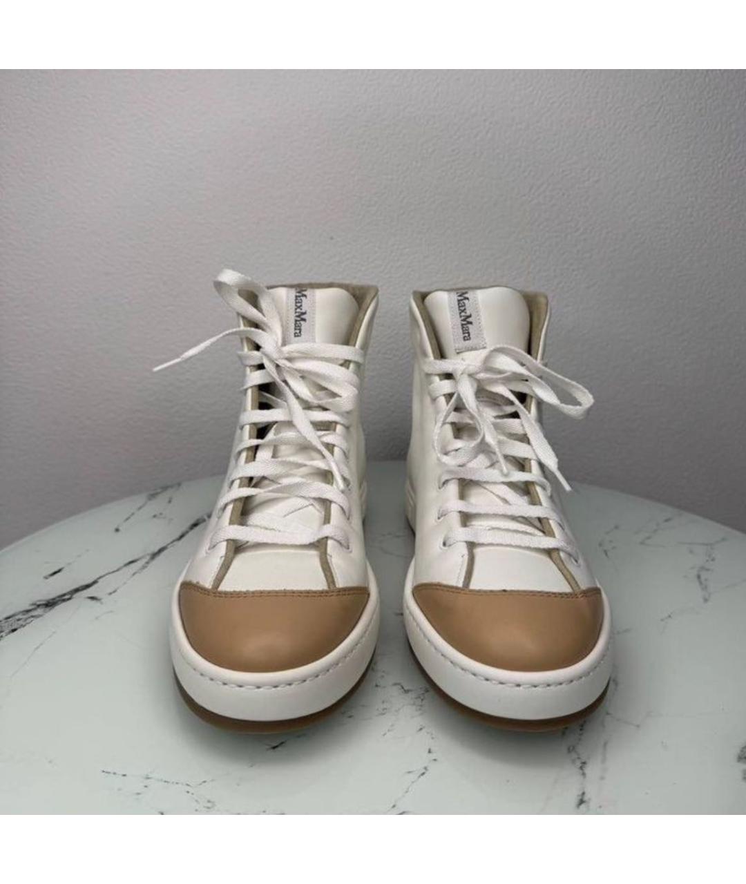 MAX MARA Белые кожаные кеды, фото 2