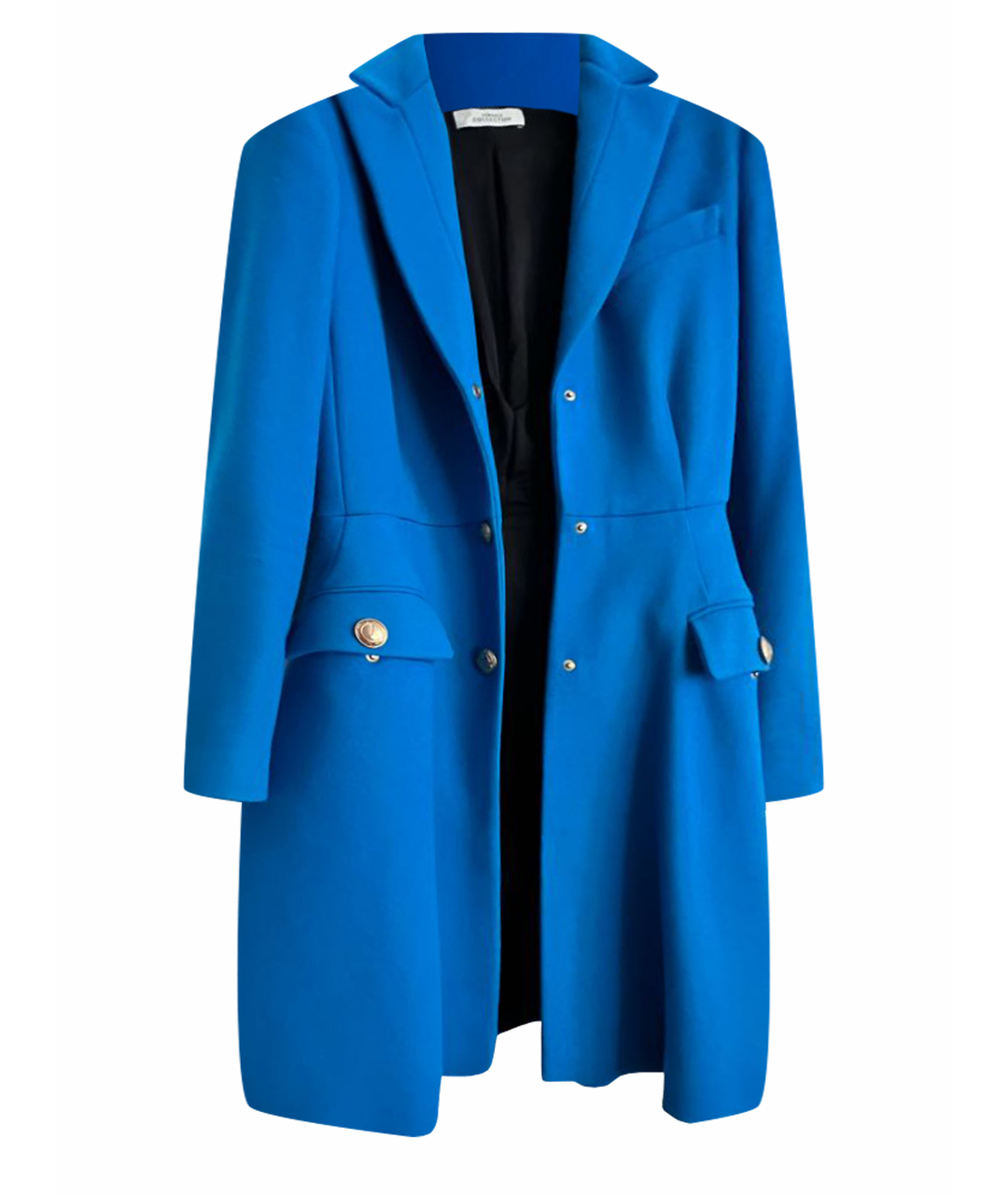 VERSACE COLLECTION Синее шерстяное пальто, фото 1