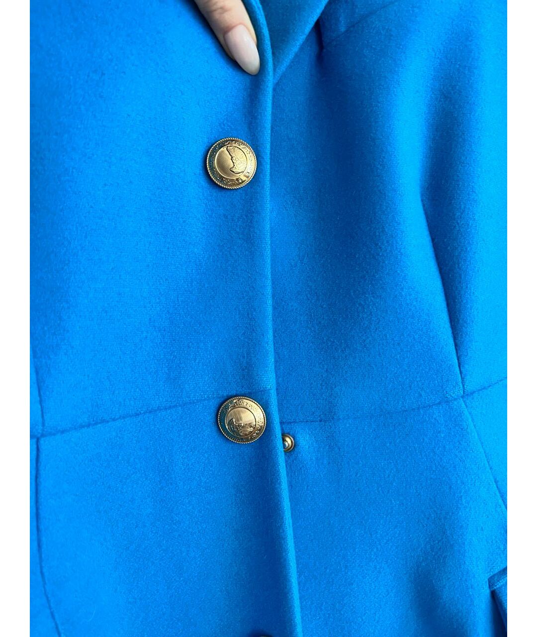 VERSACE COLLECTION Синее шерстяное пальто, фото 4