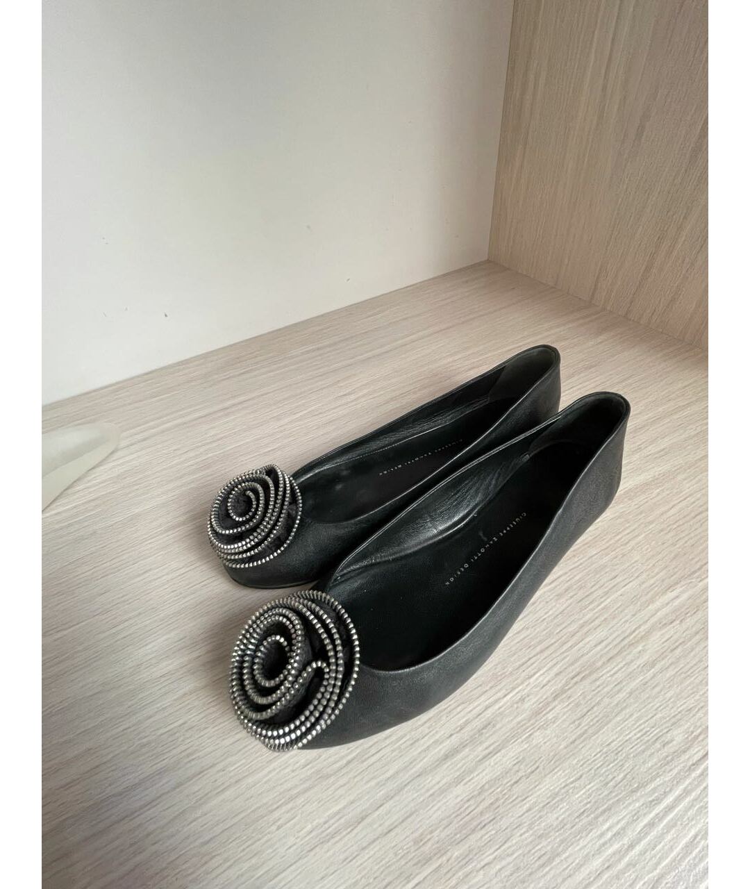 GIUSEPPE ZANOTTI DESIGN Черные кожаные балетки, фото 8