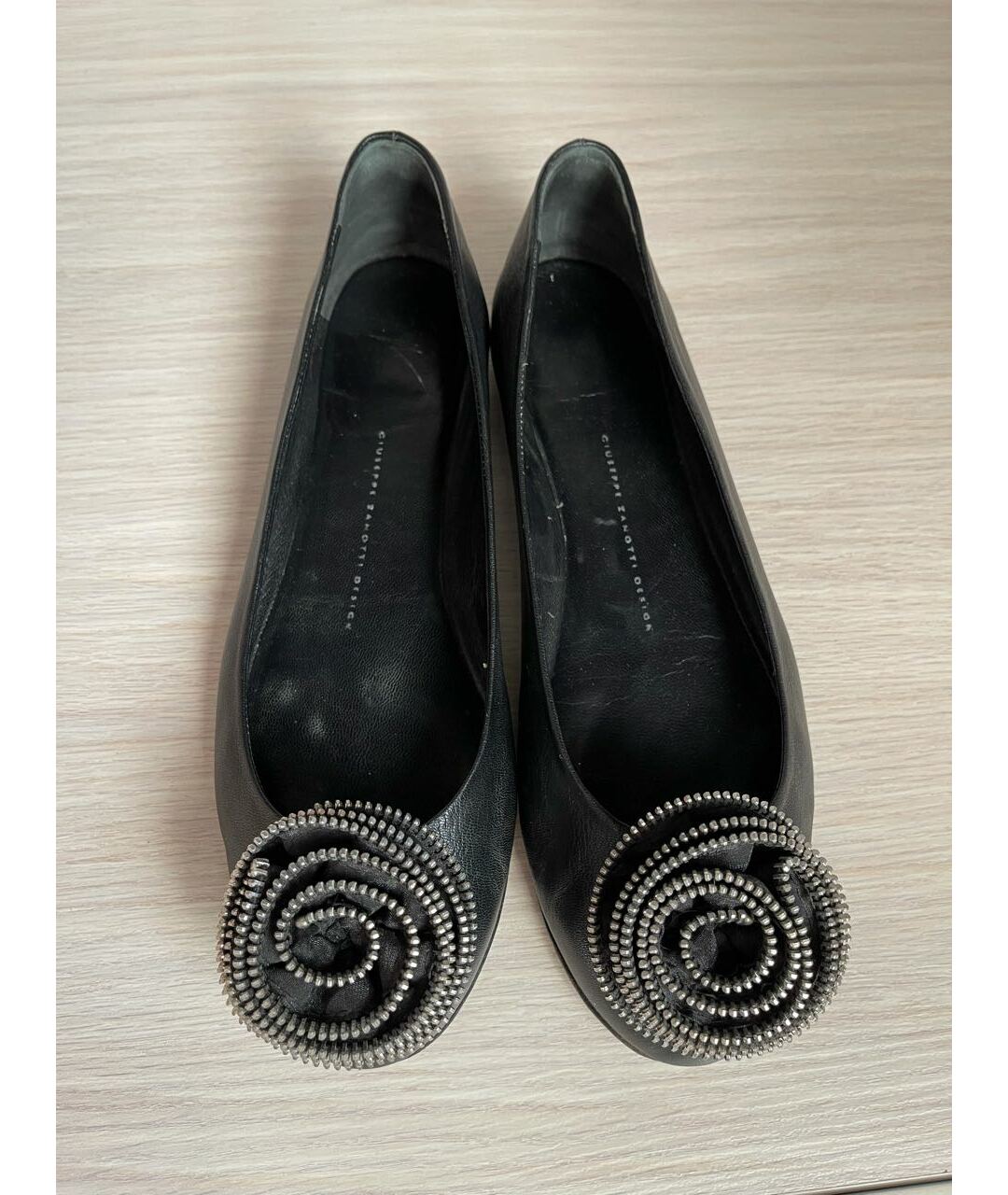GIUSEPPE ZANOTTI DESIGN Черные кожаные балетки, фото 4