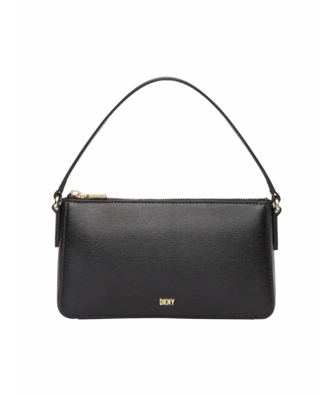 DKNY Черная кожаная сумка на плечо, фото 1
