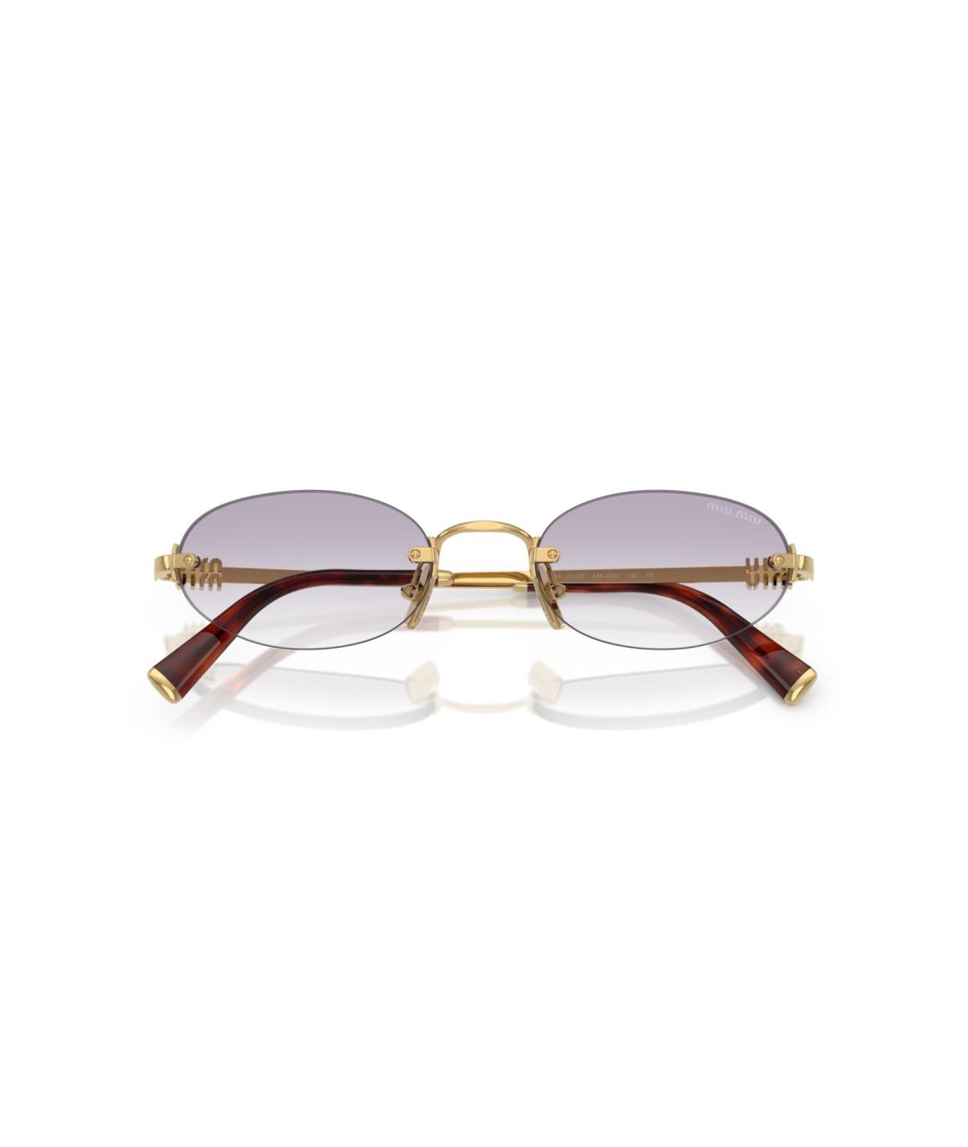 MIU MIU Золотые металлические солнцезащитные очки, фото 6