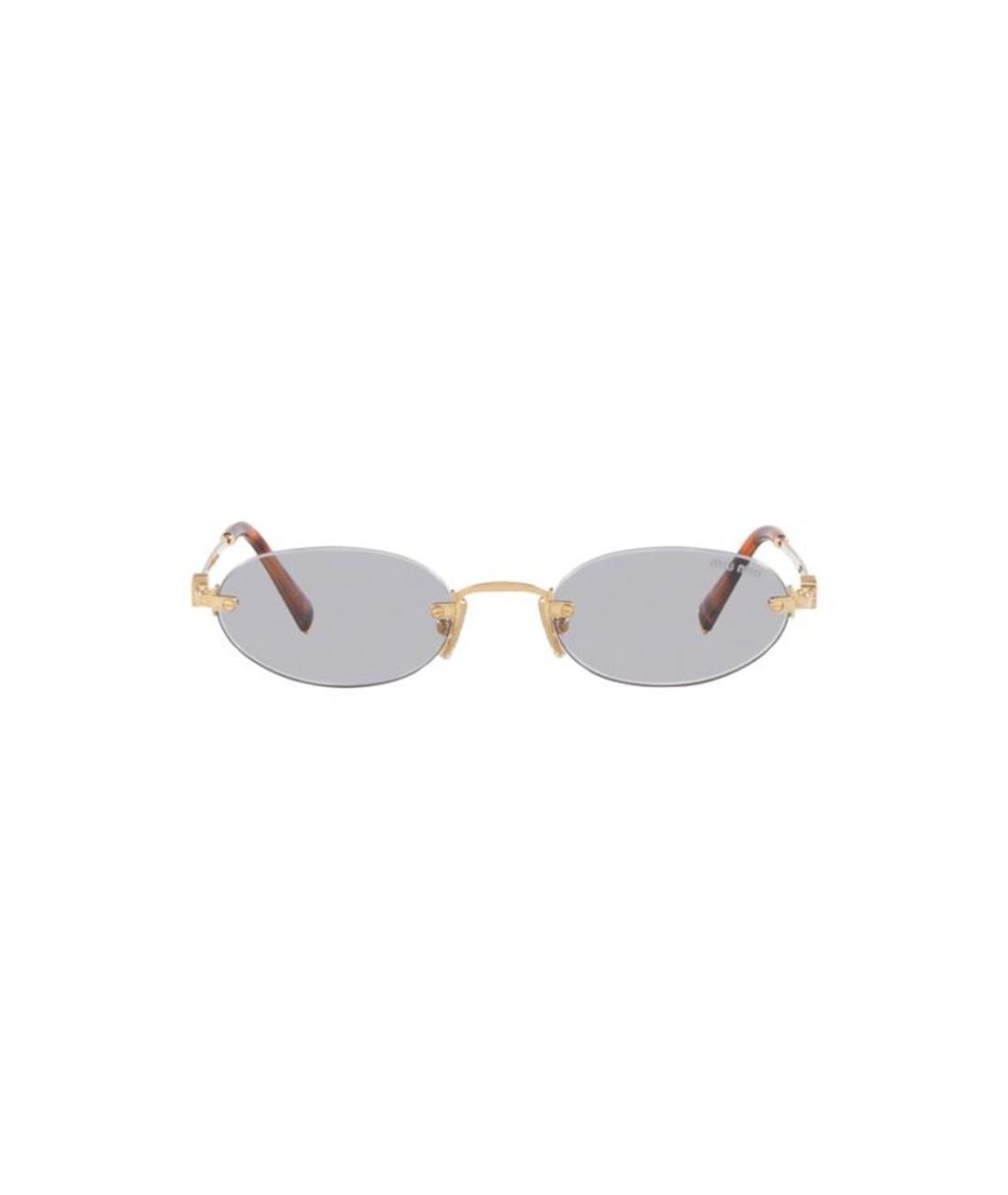 MIU MIU Золотые металлические солнцезащитные очки, фото 2