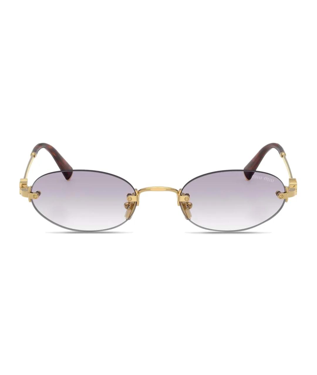 MIU MIU Золотые металлические солнцезащитные очки, фото 4