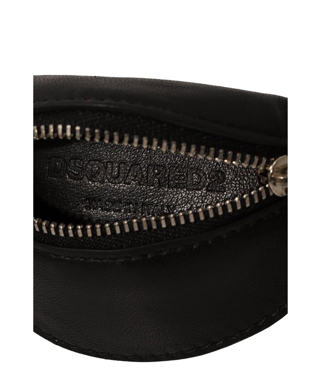 DSQUARED2 Черная кожаная поясная сумка, фото 4