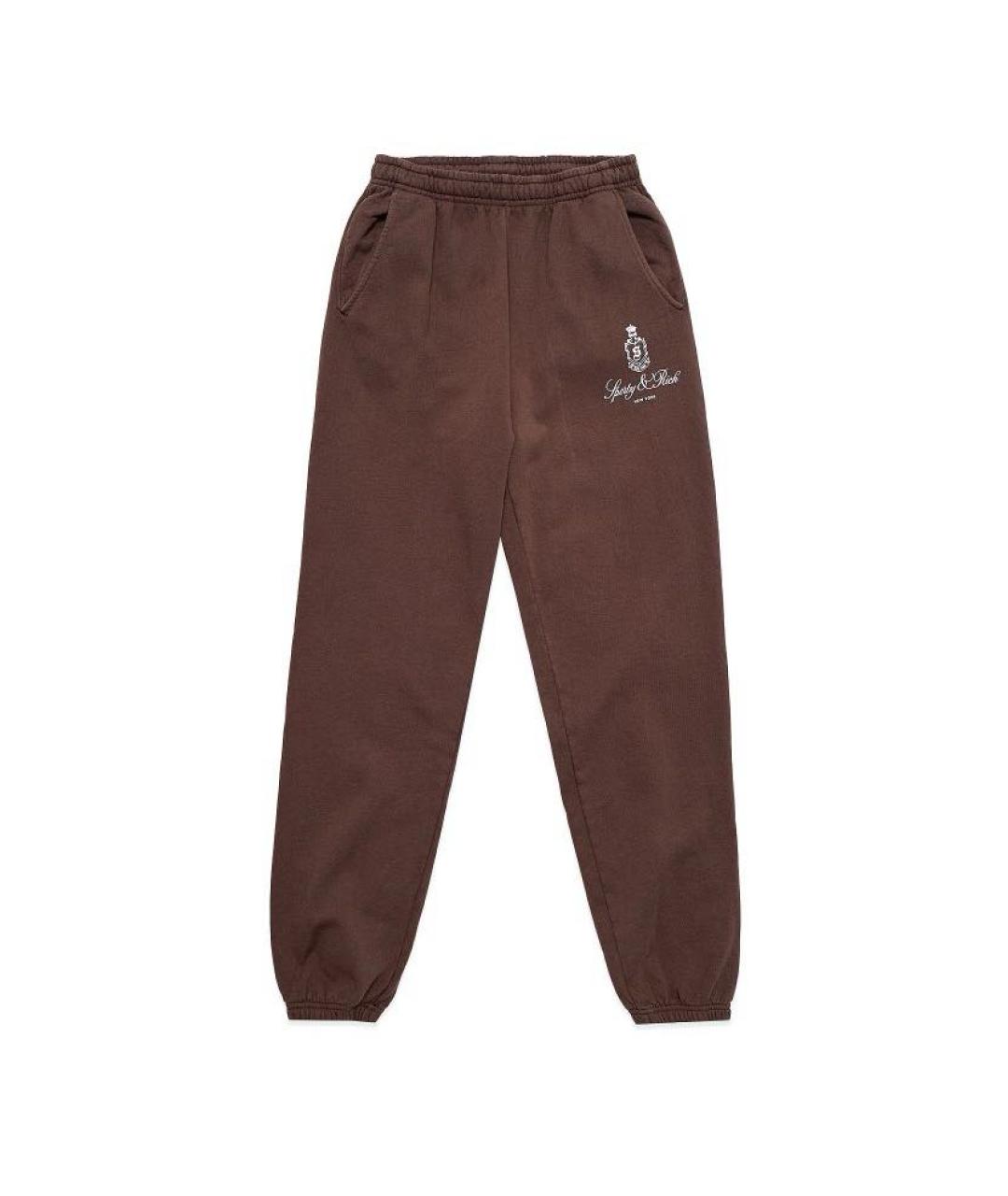 SPORTY AND RICH Коричневые хлопковые спортивные брюки и шорты, фото 1