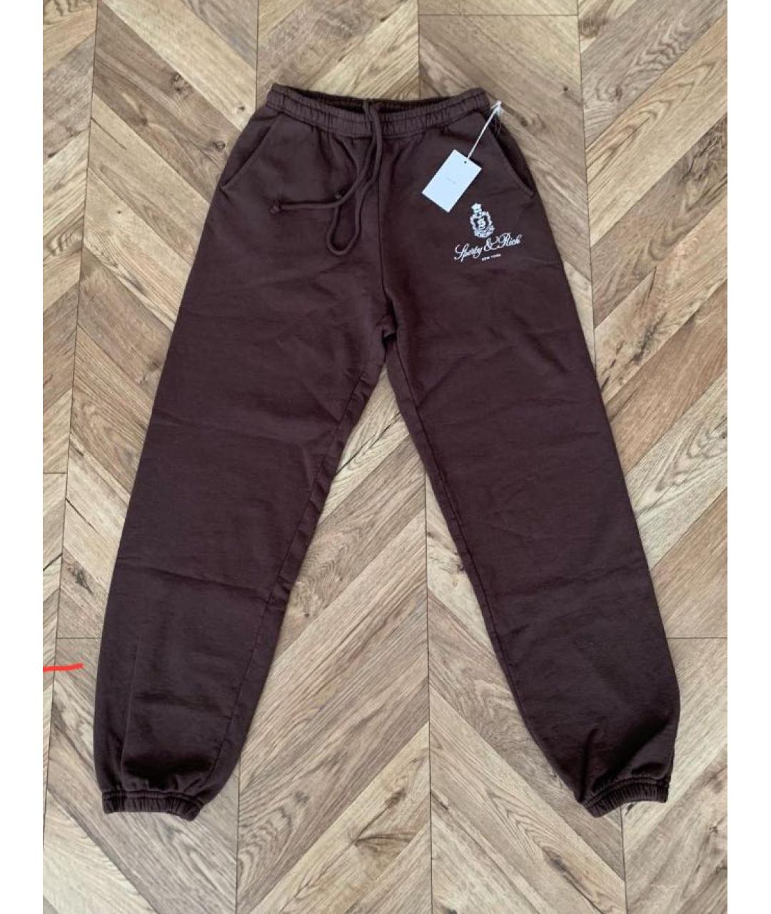 SPORTY AND RICH Коричневые хлопковые спортивные брюки и шорты, фото 2