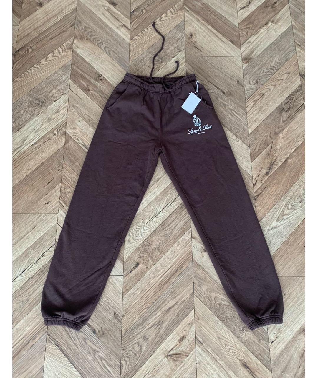 SPORTY AND RICH Коричневые хлопковые спортивные брюки и шорты, фото 8