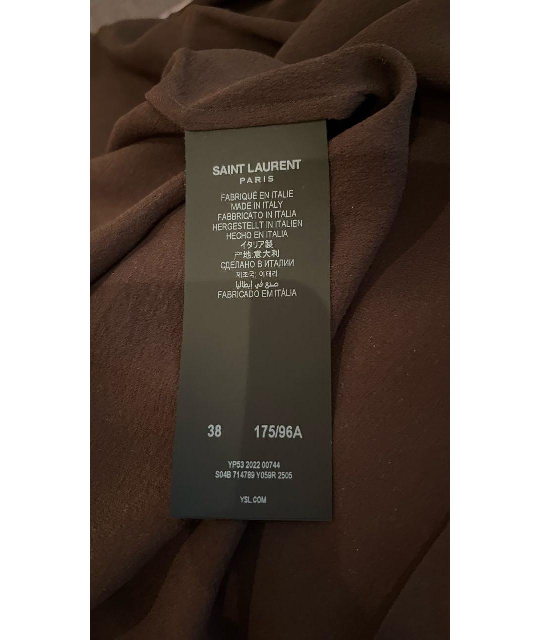 SAINT LAURENT Коричневая шелковая блузы, фото 4