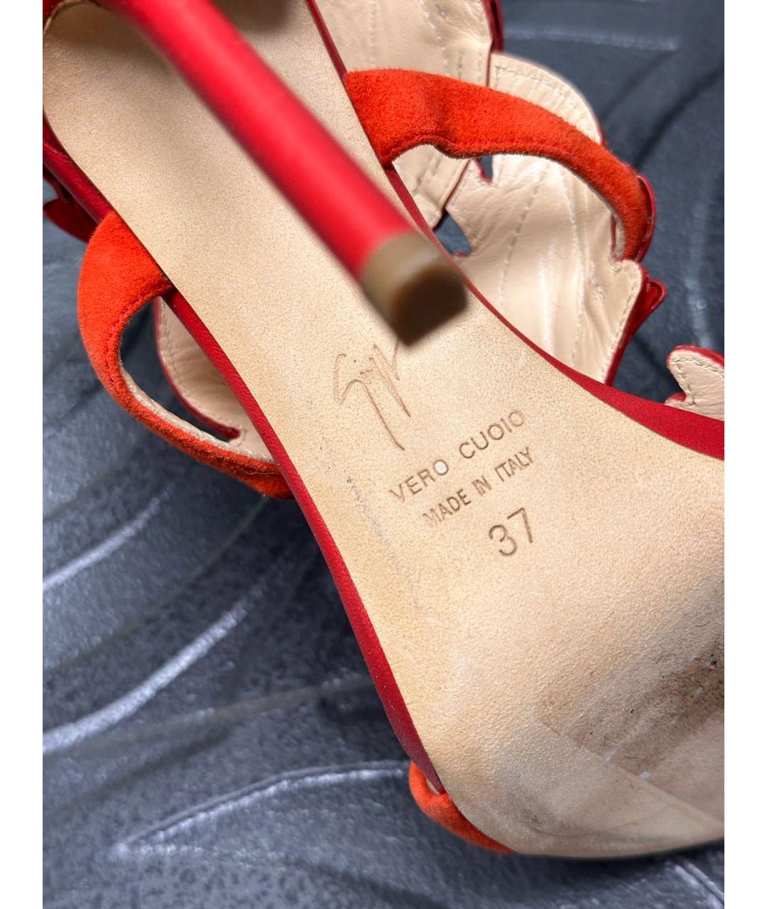 GIUSEPPE ZANOTTI DESIGN Красные кожаные босоножки, фото 7