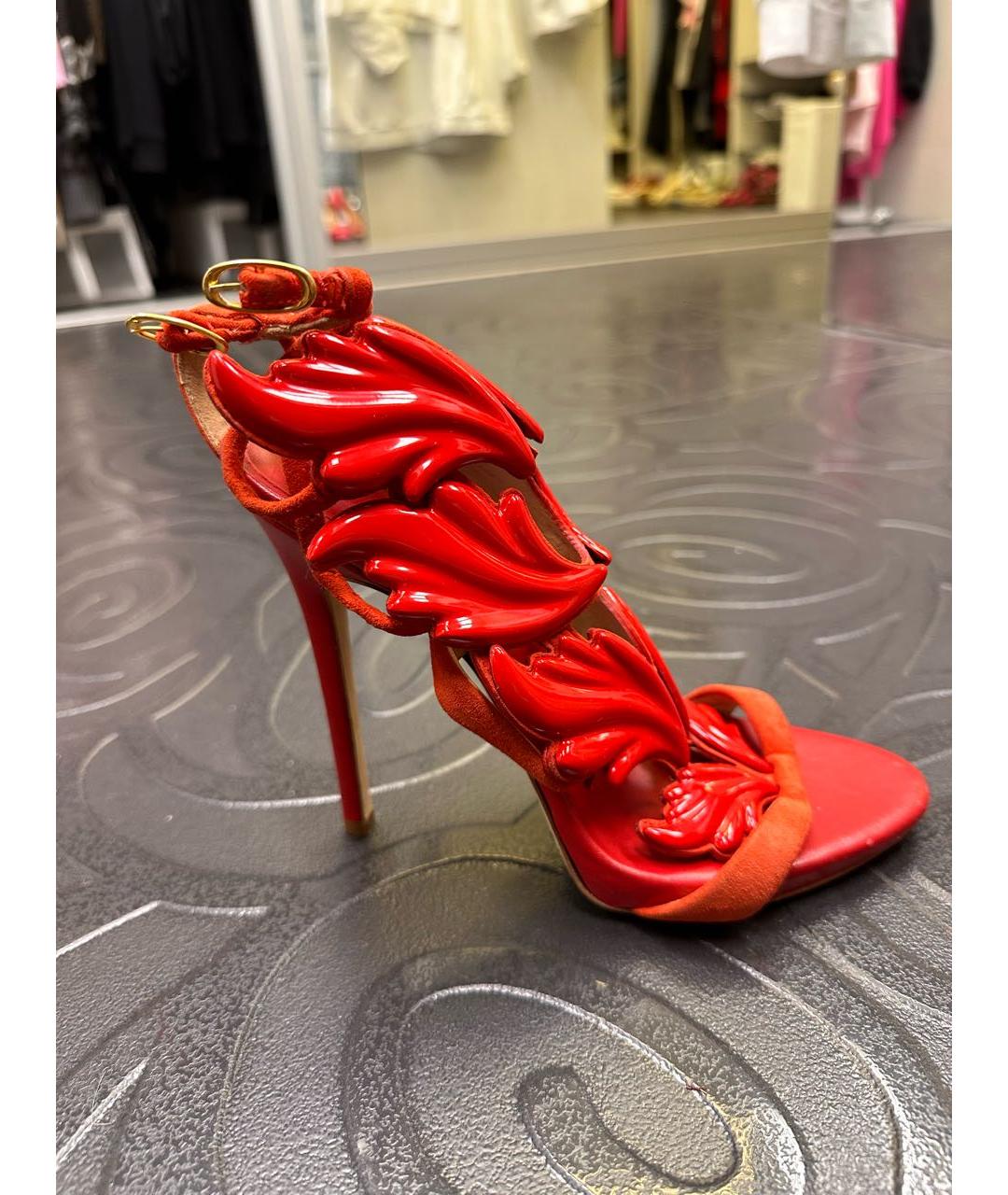 GIUSEPPE ZANOTTI DESIGN Красные кожаные босоножки, фото 9