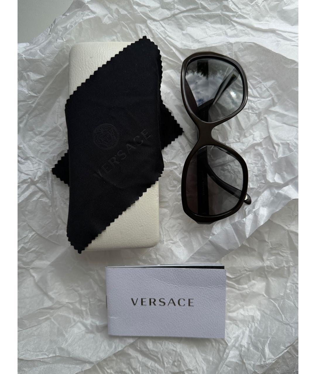 VERSACE Коричневые пластиковые солнцезащитные очки, фото 4