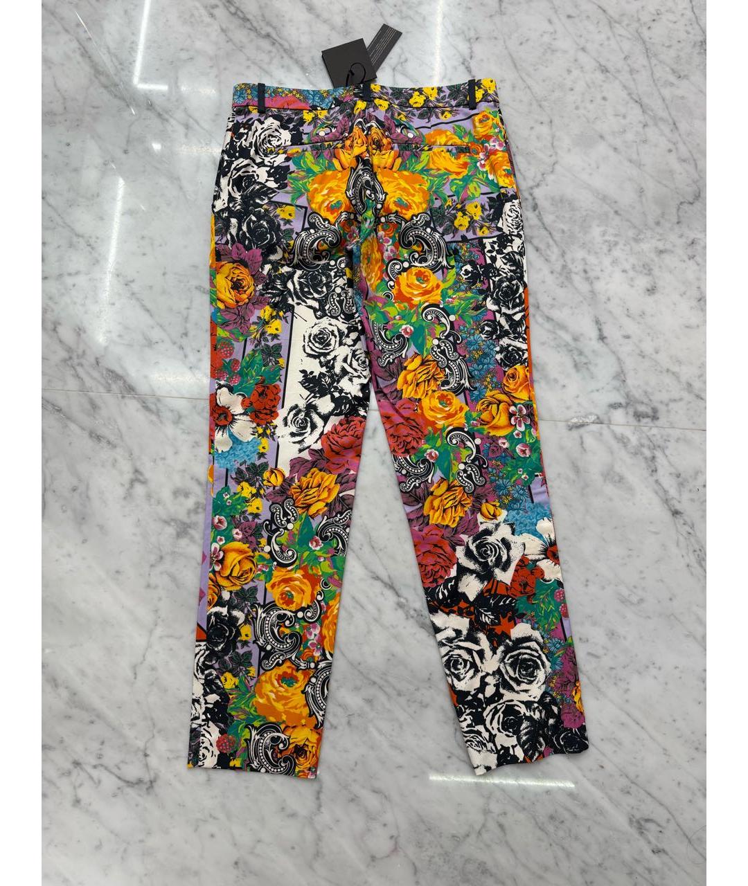 VERSACE Мульти хлопковые прямые брюки, фото 4