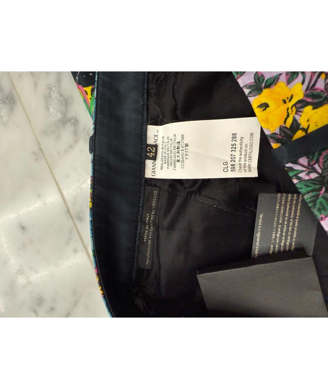 VERSACE Мульти хлопковые прямые брюки, фото 5