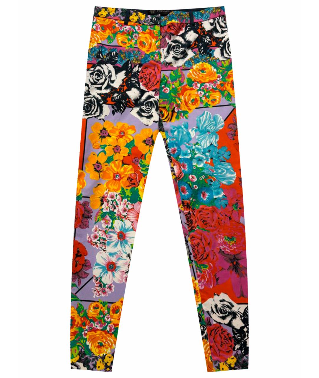VERSACE Мульти хлопковые прямые брюки, фото 1