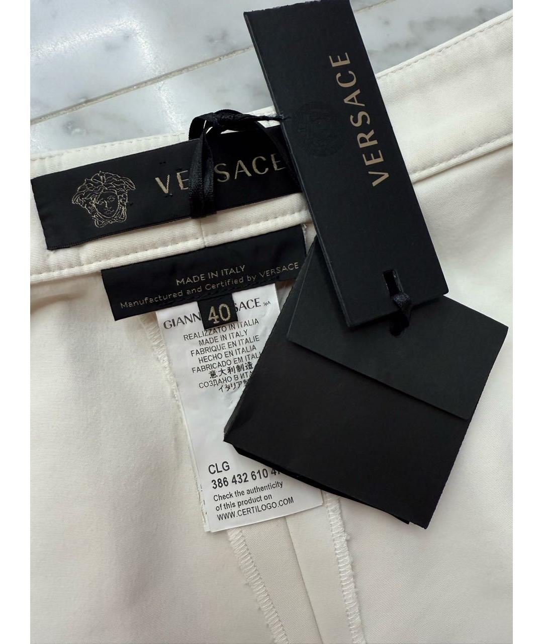 VERSACE Белые хлопко-эластановые шорты, фото 4