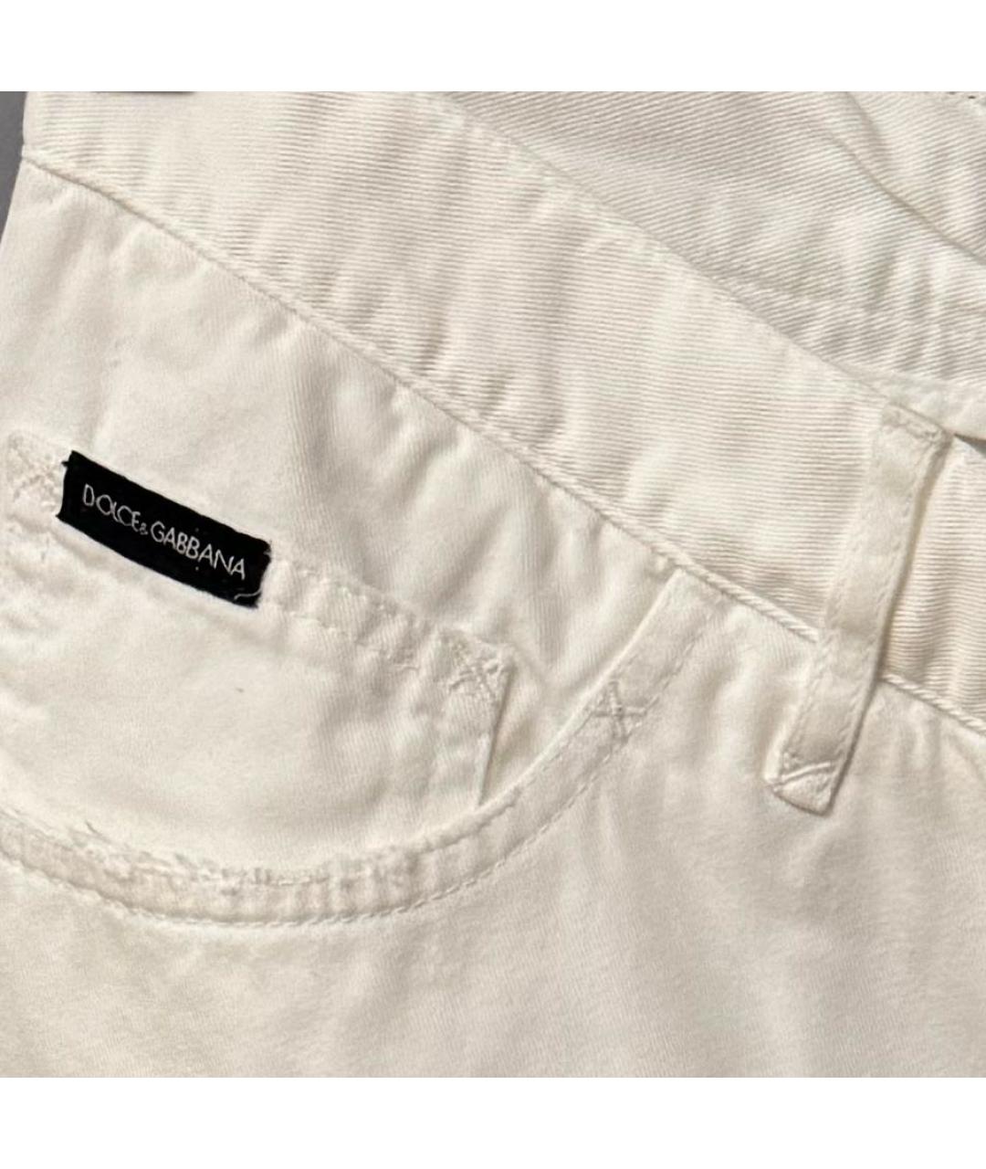DOLCE&GABBANA Белые хлопковые прямые джинсы, фото 4