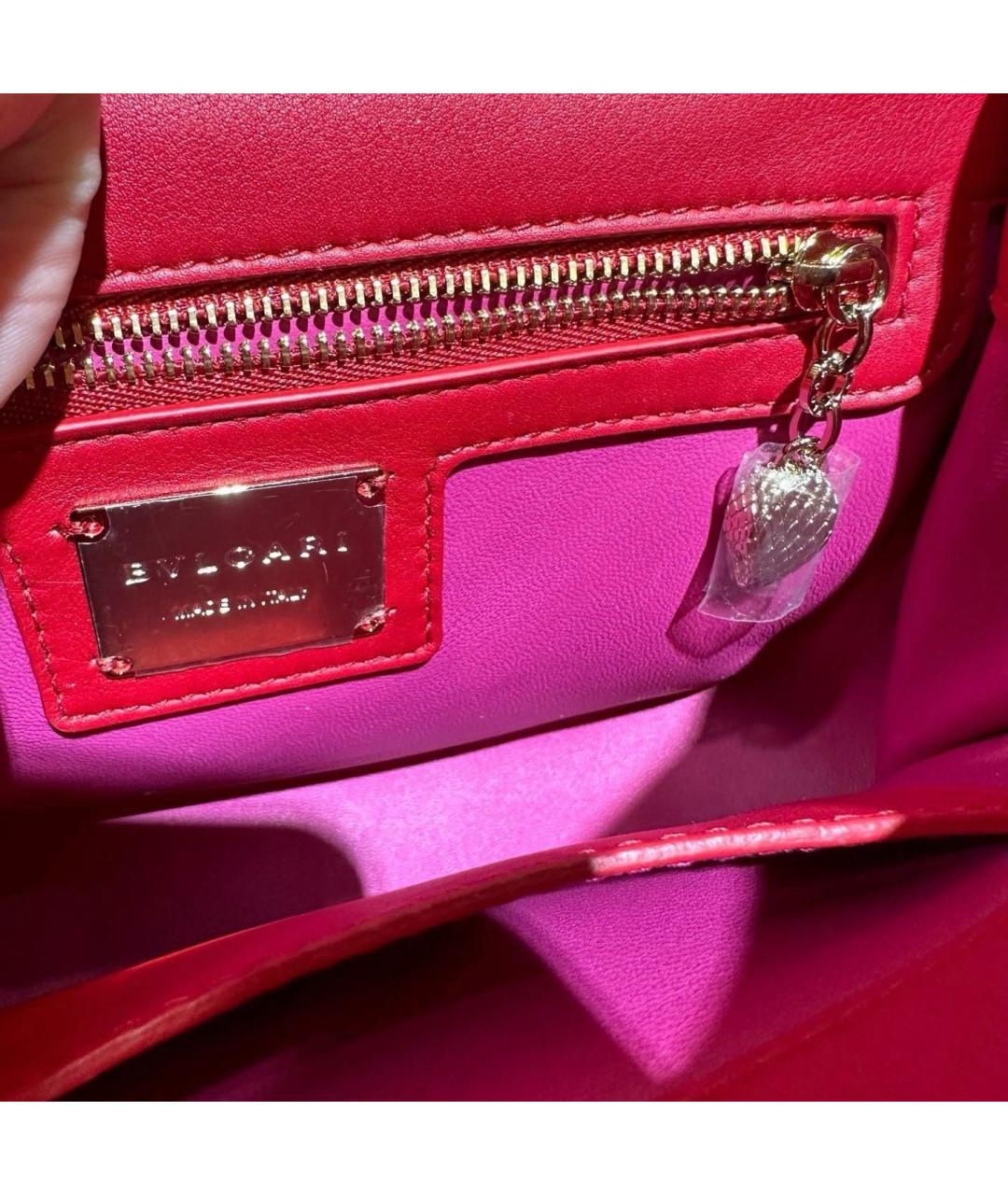 BVLGARI Красная кожаная сумка через плечо, фото 3