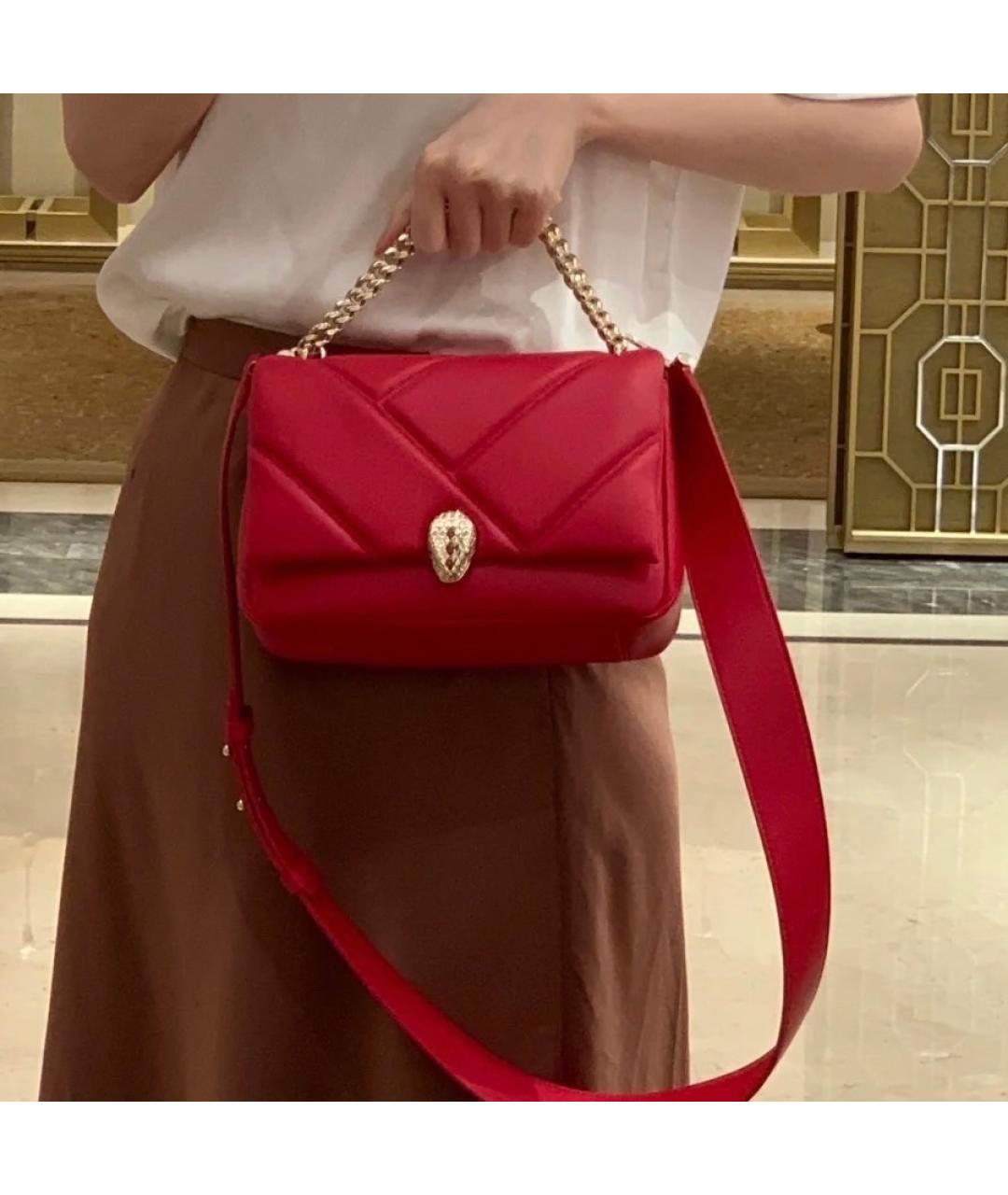 BVLGARI Красная кожаная сумка через плечо, фото 5