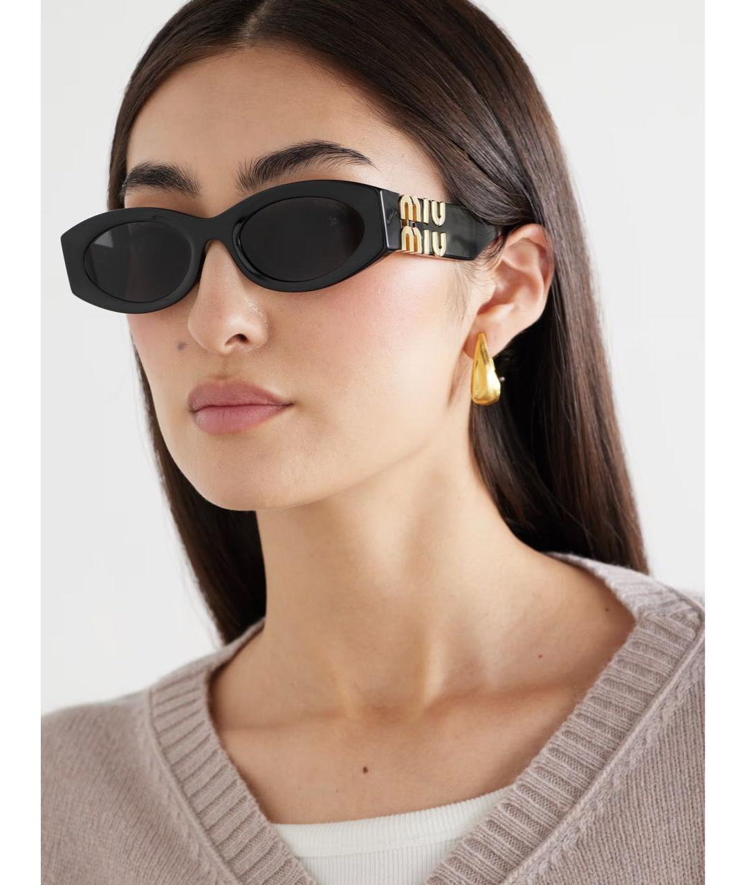 MIU MIU Черные пластиковые солнцезащитные очки, фото 8