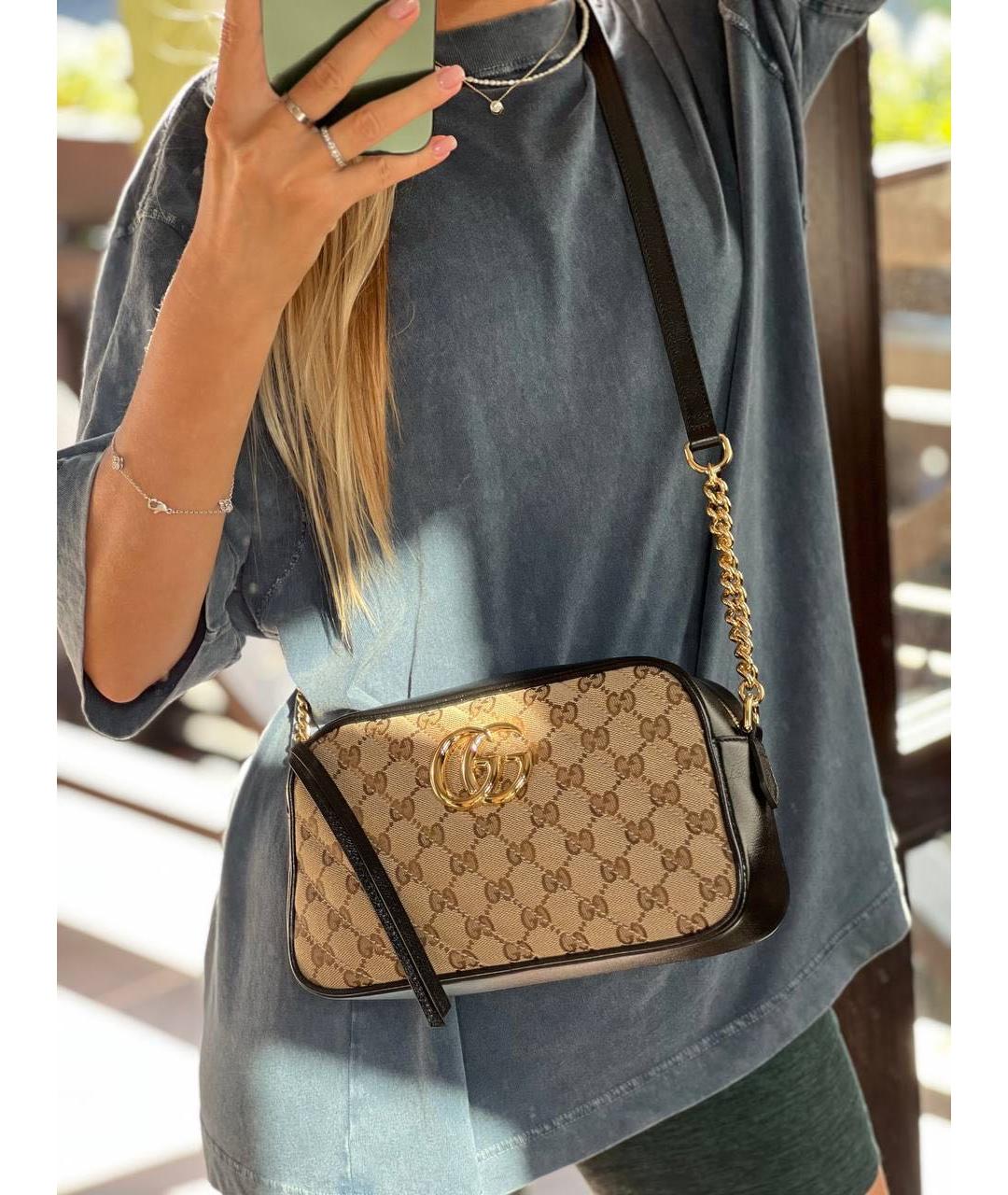 GUCCI Коричневая жаккардовая сумка через плечо, фото 4