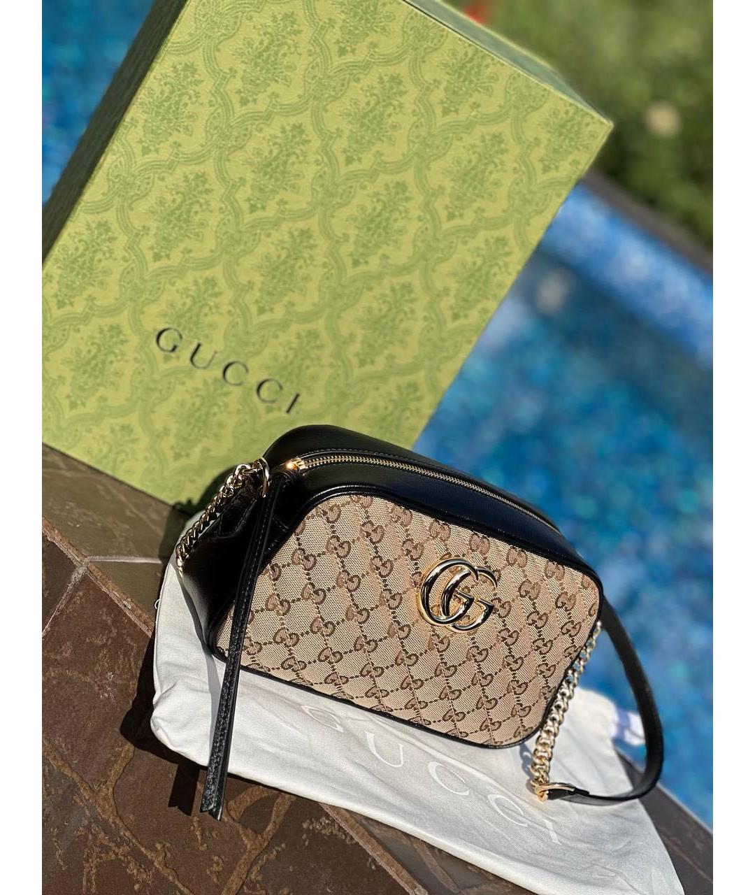 GUCCI Коричневая жаккардовая сумка через плечо, фото 3