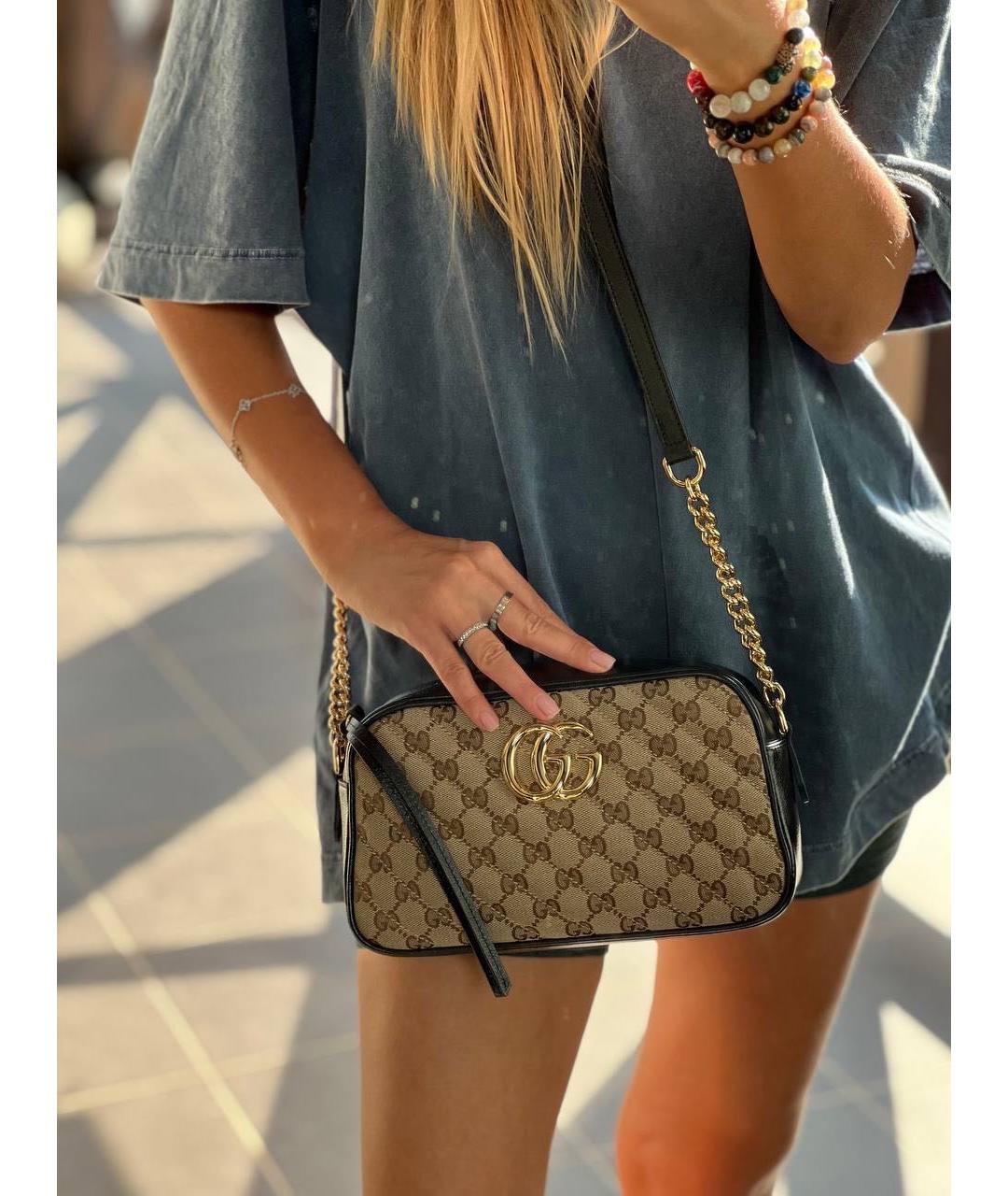 GUCCI Коричневая жаккардовая сумка через плечо, фото 5