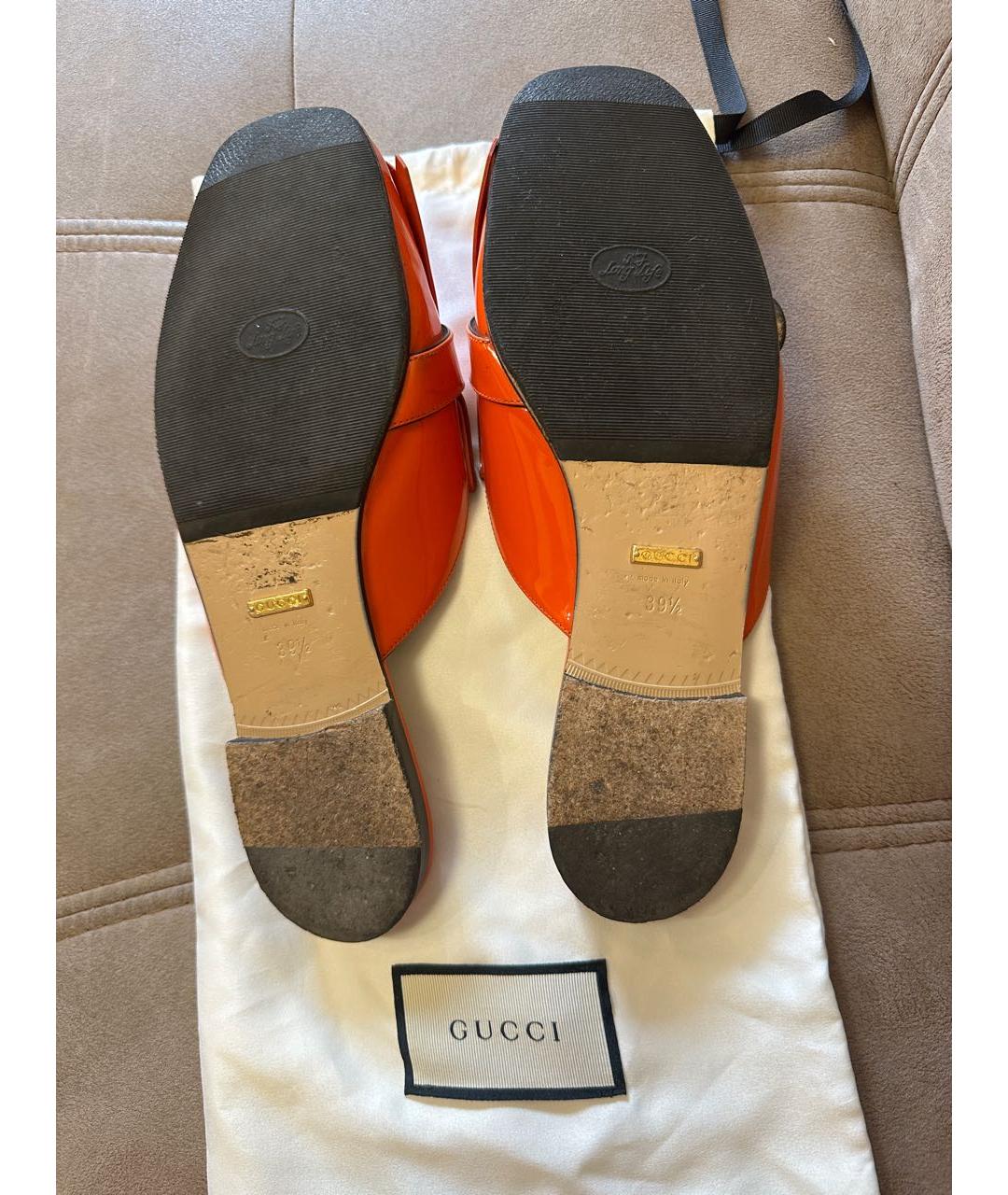 GUCCI Оранжевое сабо из лакированной кожи, фото 6