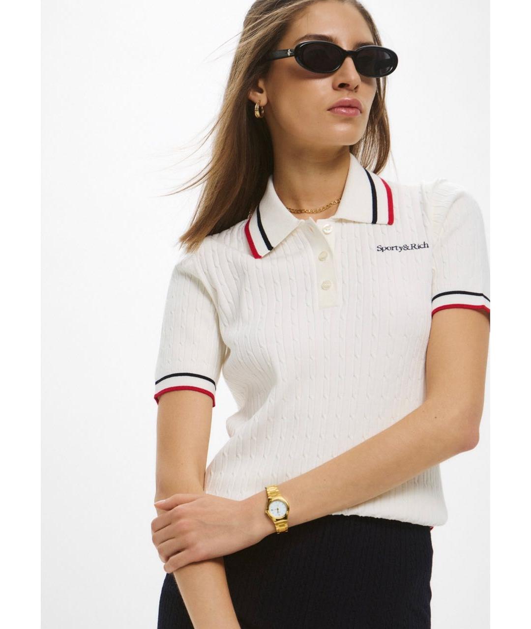 SPORTY AND RICH Белая вискозная футболка, фото 5